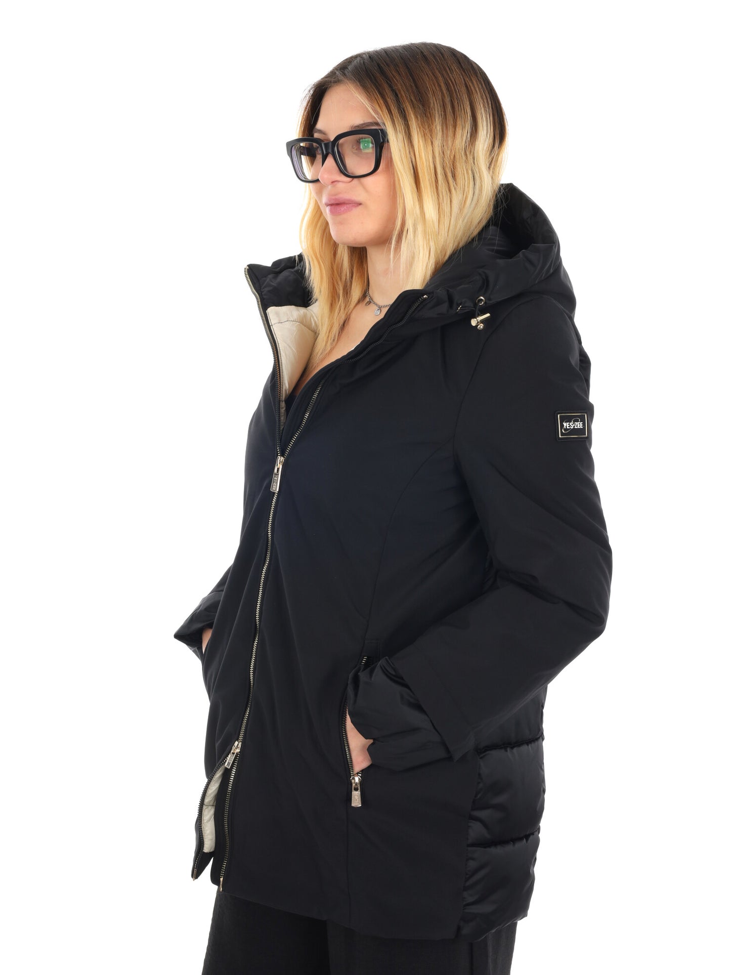 GIACCONE LUNGHEZZA MEDIA YES ZEE DA DONNA NERO