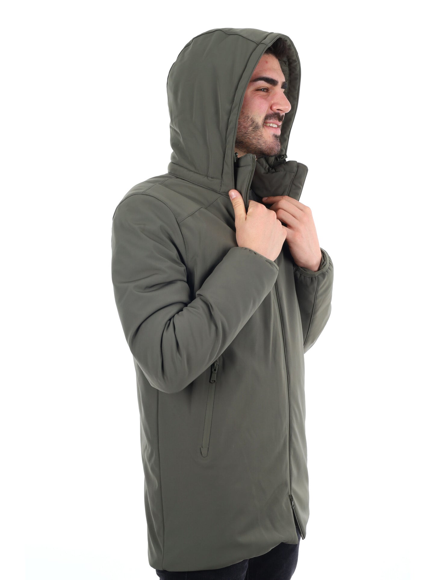 GIACCONE SOFT SHELL CON CAPPUCCIO YES ZEE DA UOMO VERDE MILITARE