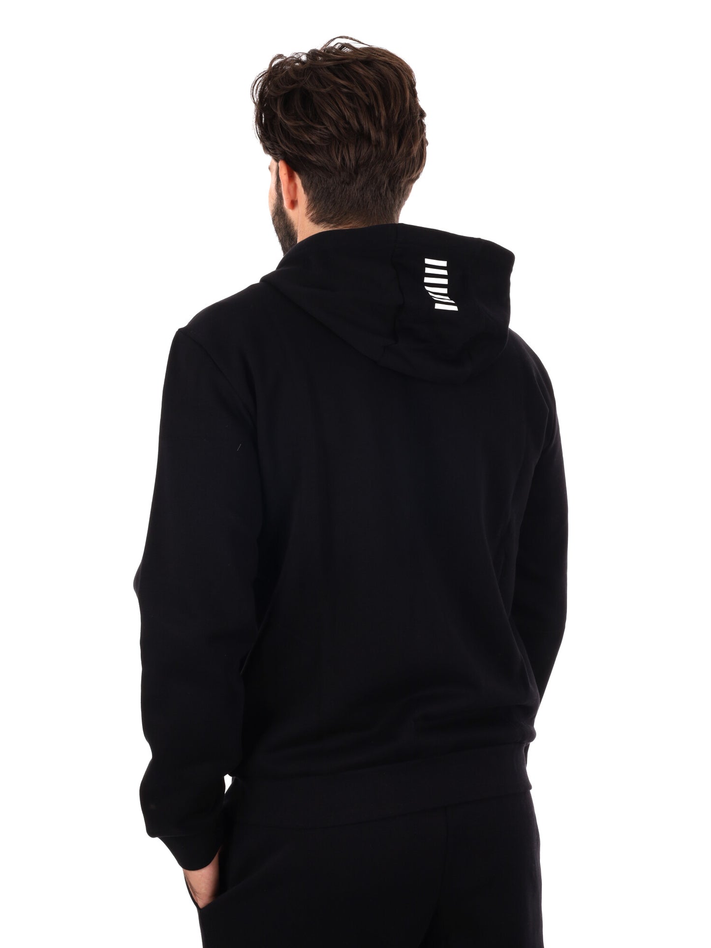 FELPA CON ZIP E CAPPUCCIO EA7 EMPORIO ARMANI DA UOMO NERO