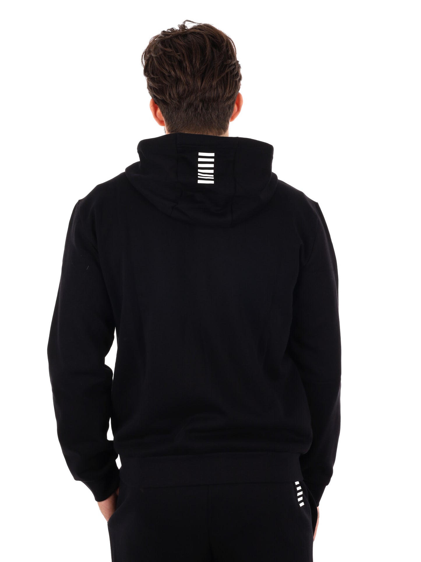 FELPA CON ZIP E CAPPUCCIO EA7 EMPORIO ARMANI DA UOMO NERO