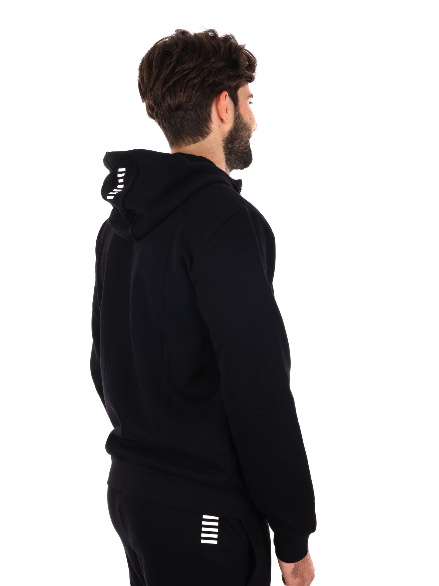 FELPA CON ZIP E CAPPUCCIO EA7 EMPORIO ARMANI DA UOMO NERO