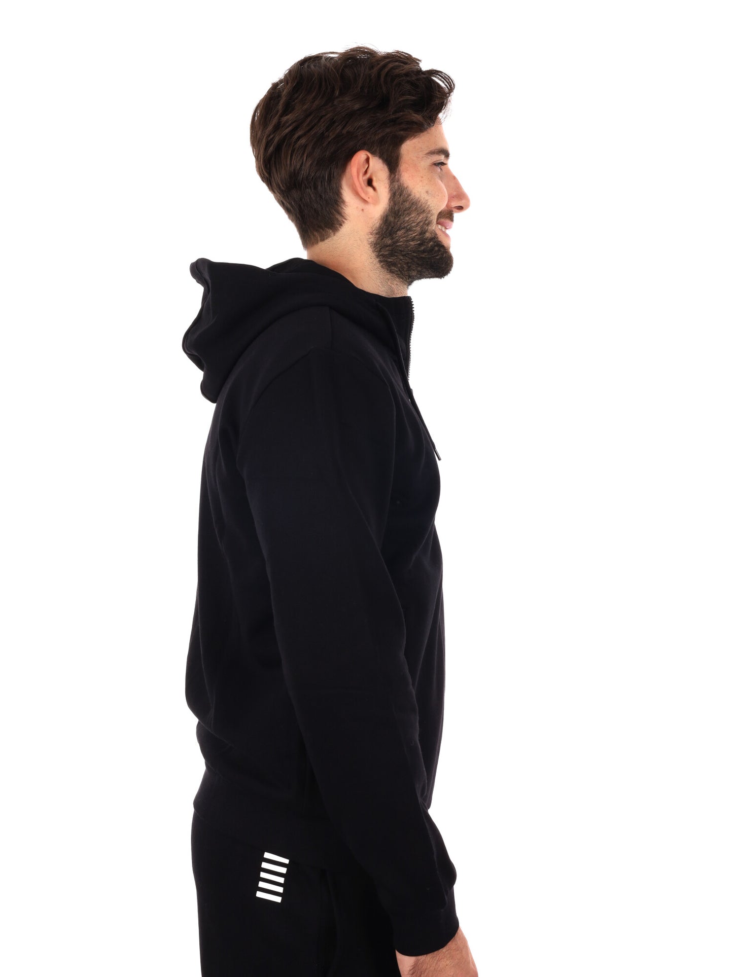 FELPA CON ZIP E CAPPUCCIO EA7 EMPORIO ARMANI DA UOMO NERO