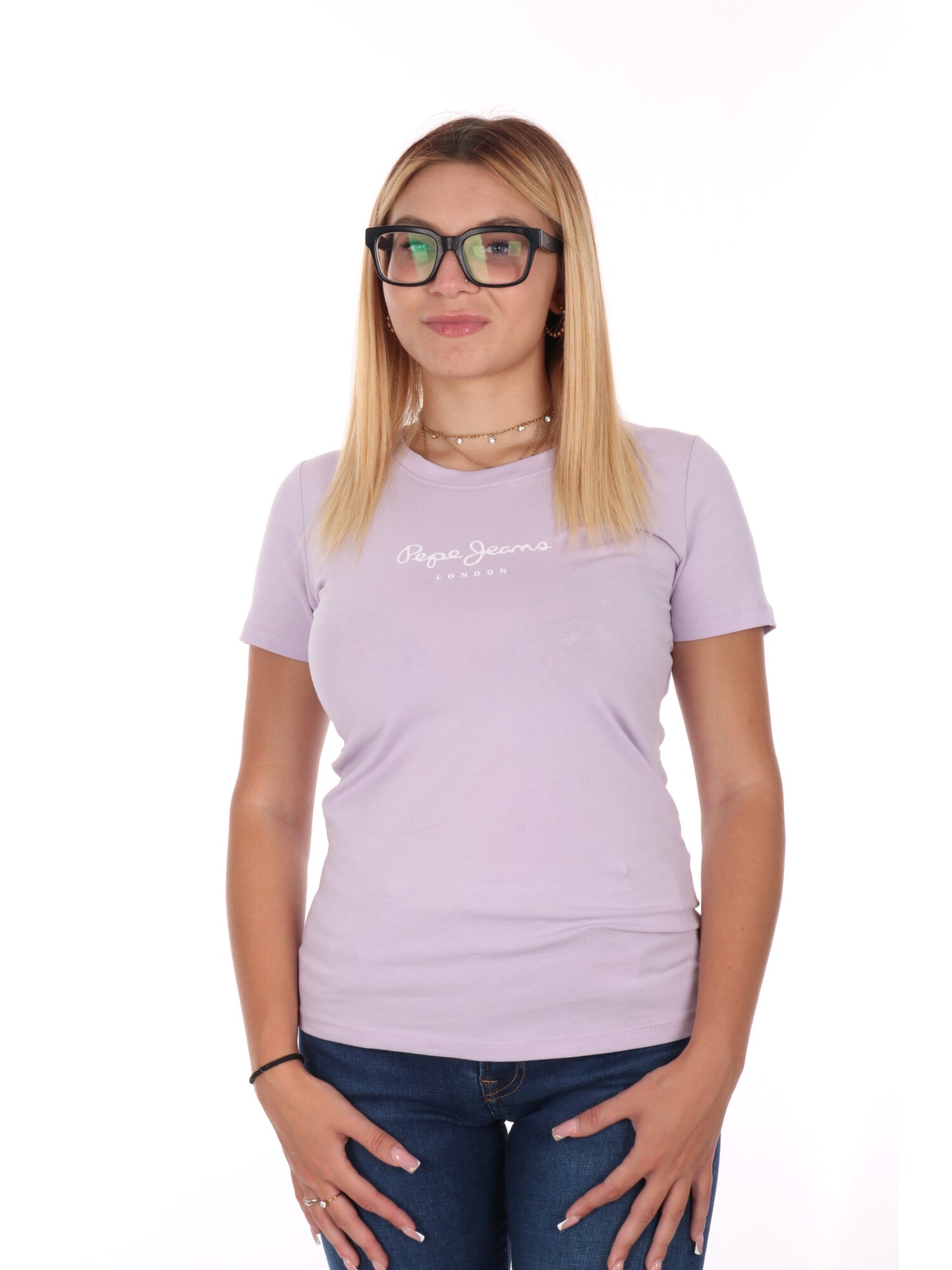 T-SHIRT CON LOGO PEPE JEANS DONNA LILLA
