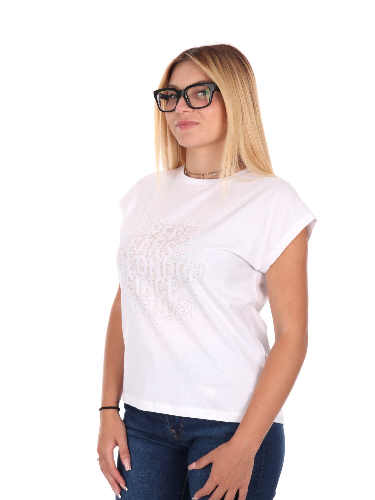 T-SHIRT CON MINI STRASS PEPE JEANS DA DONNA BIANCO