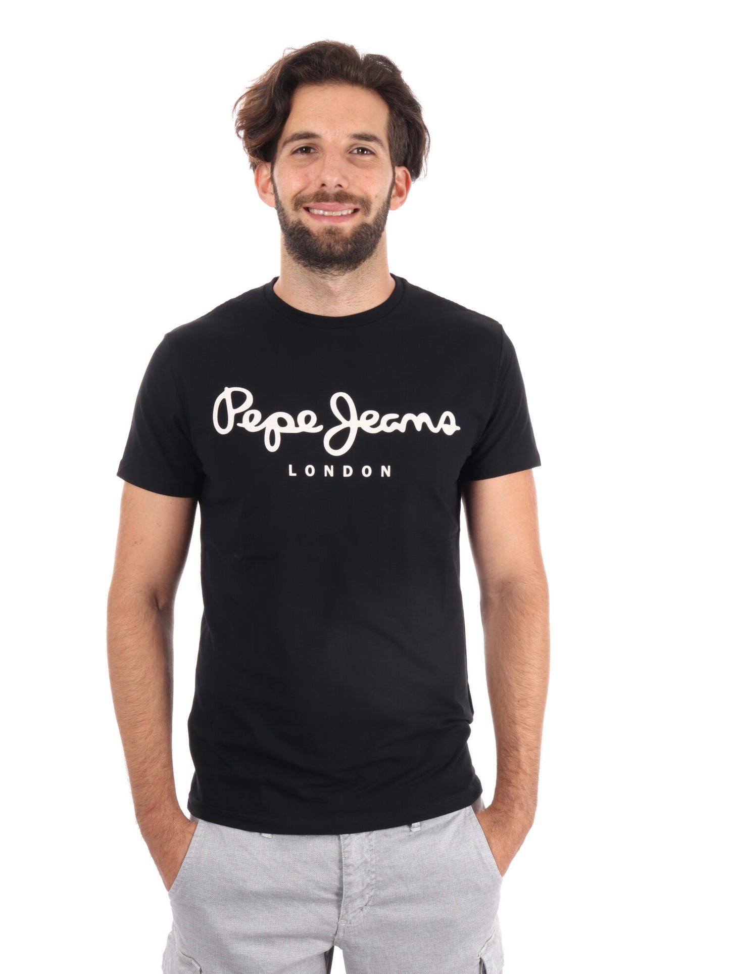 T-SHIRT SLIM FIT CON LOGO PEPE JEANS DA UOMO NERO