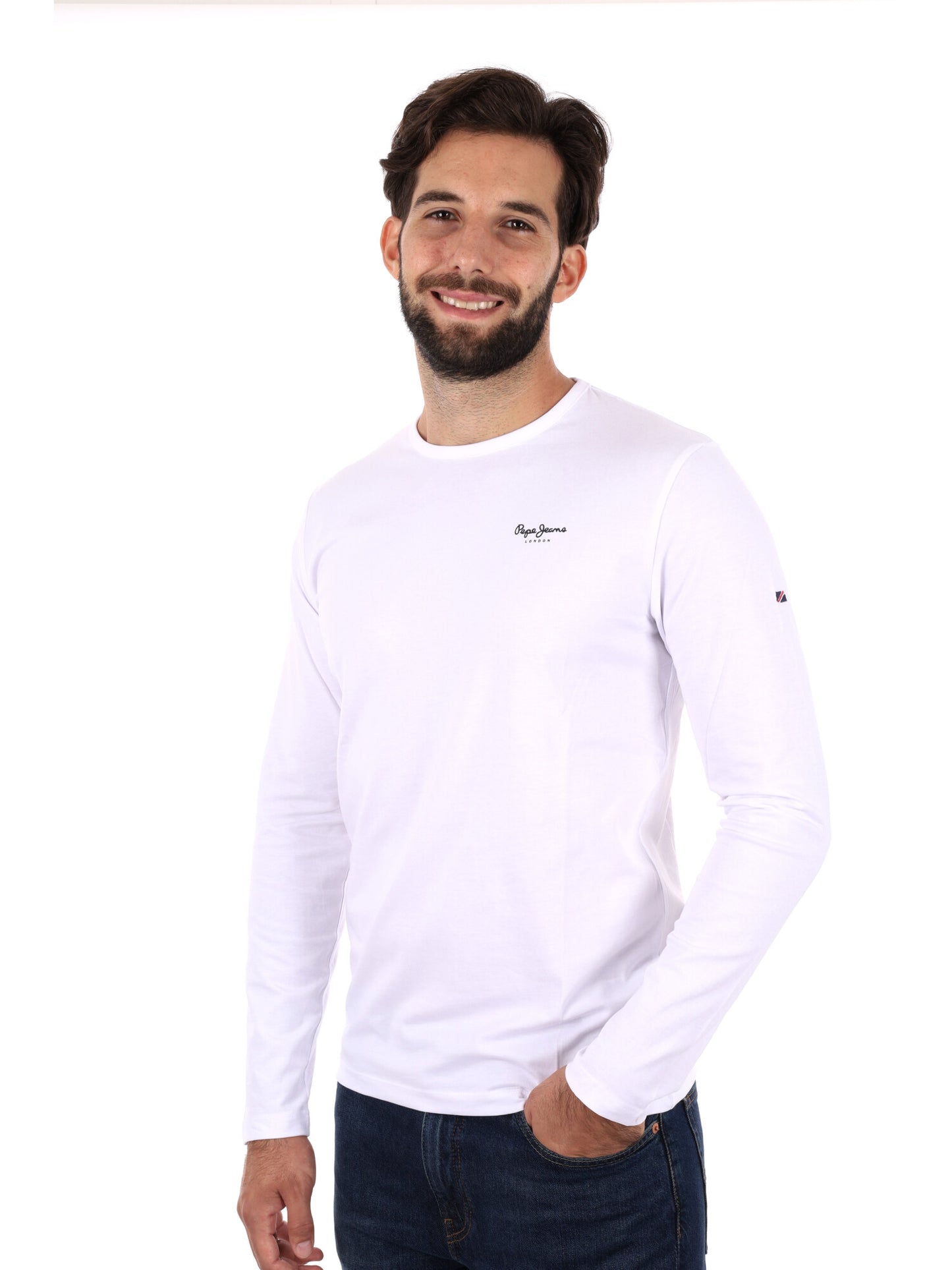 MAGLIA A MANICHE LUNGHE ORIGINAL PEPE JEANS DA UOMO BIANCO