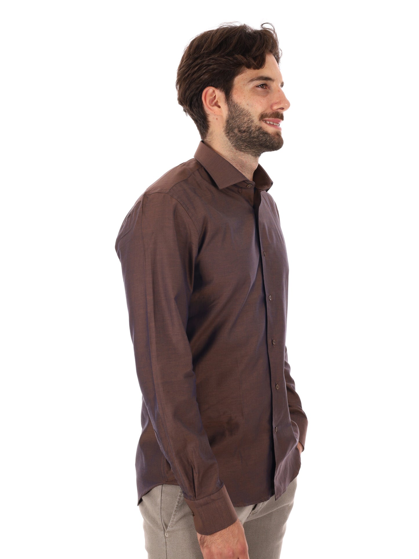 CAMICIA POMMERY FB DA UOMO MARRONE