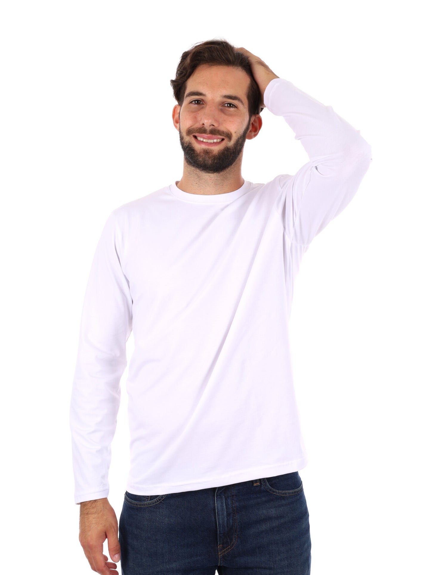 MAGLIA A MANICHE LUNGHE FB DA UOMO BIANCO