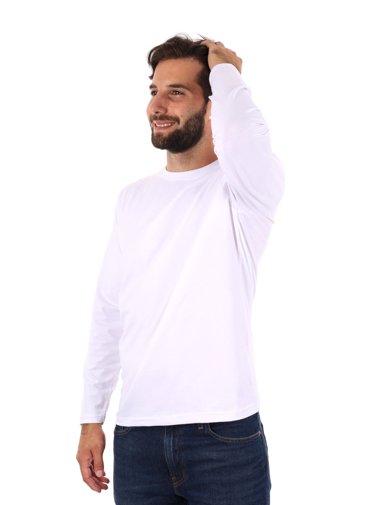 MAGLIA A MANICHE LUNGHE FB DA UOMO BIANCO