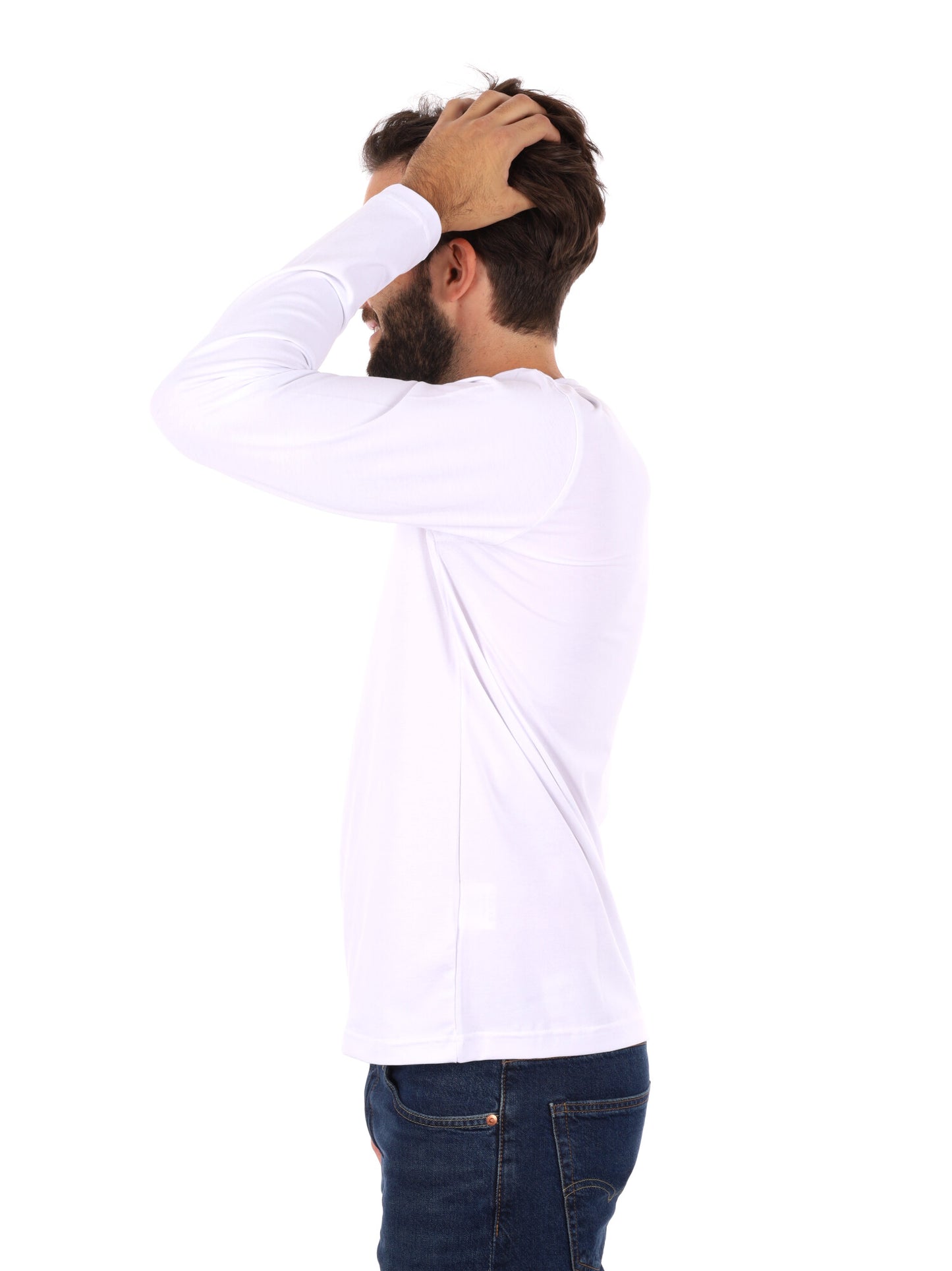 MAGLIA A MANICHE LUNGHE FB DA UOMO BIANCO
