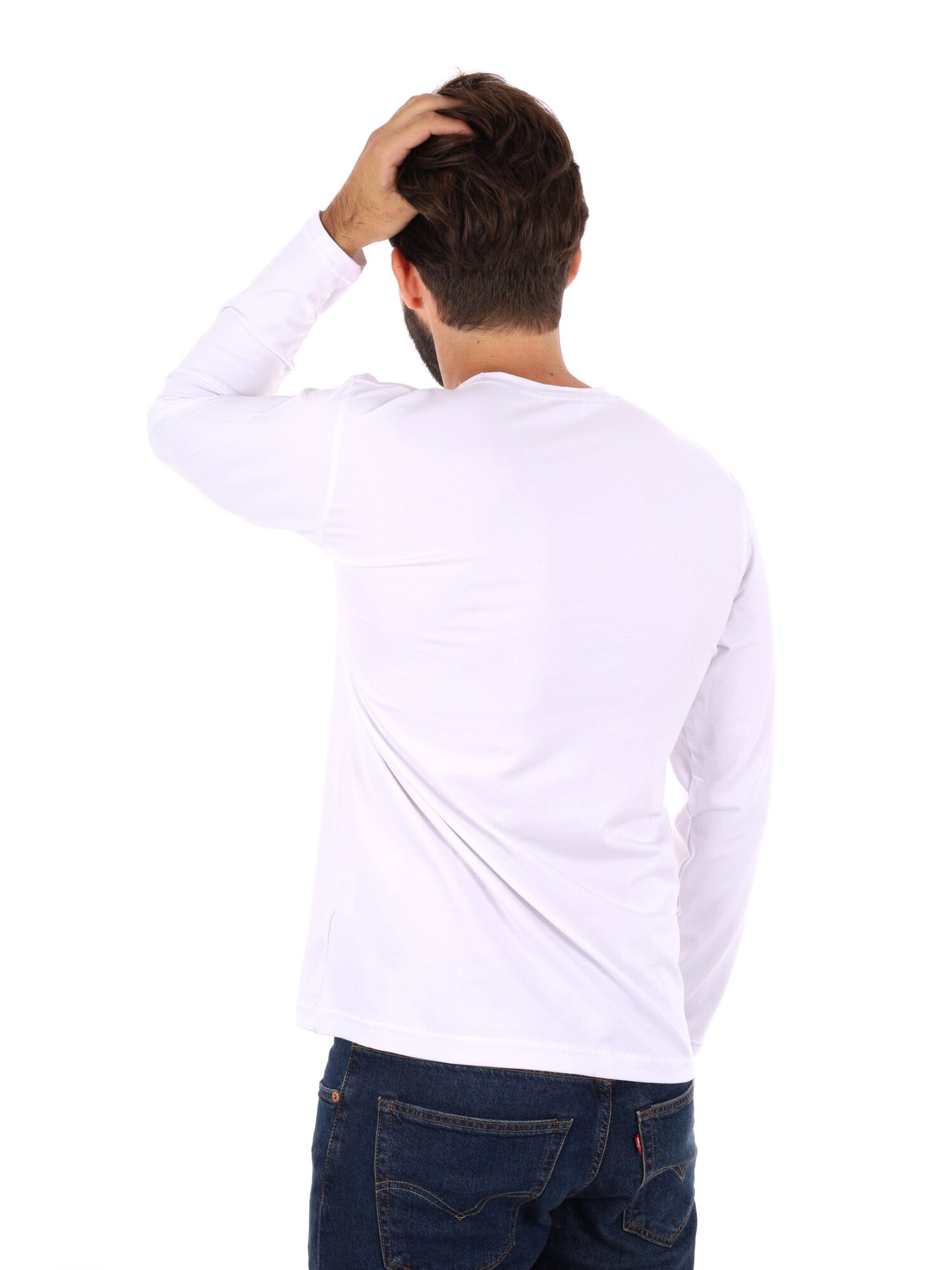 MAGLIA A MANICHE LUNGHE FB DA UOMO BIANCO