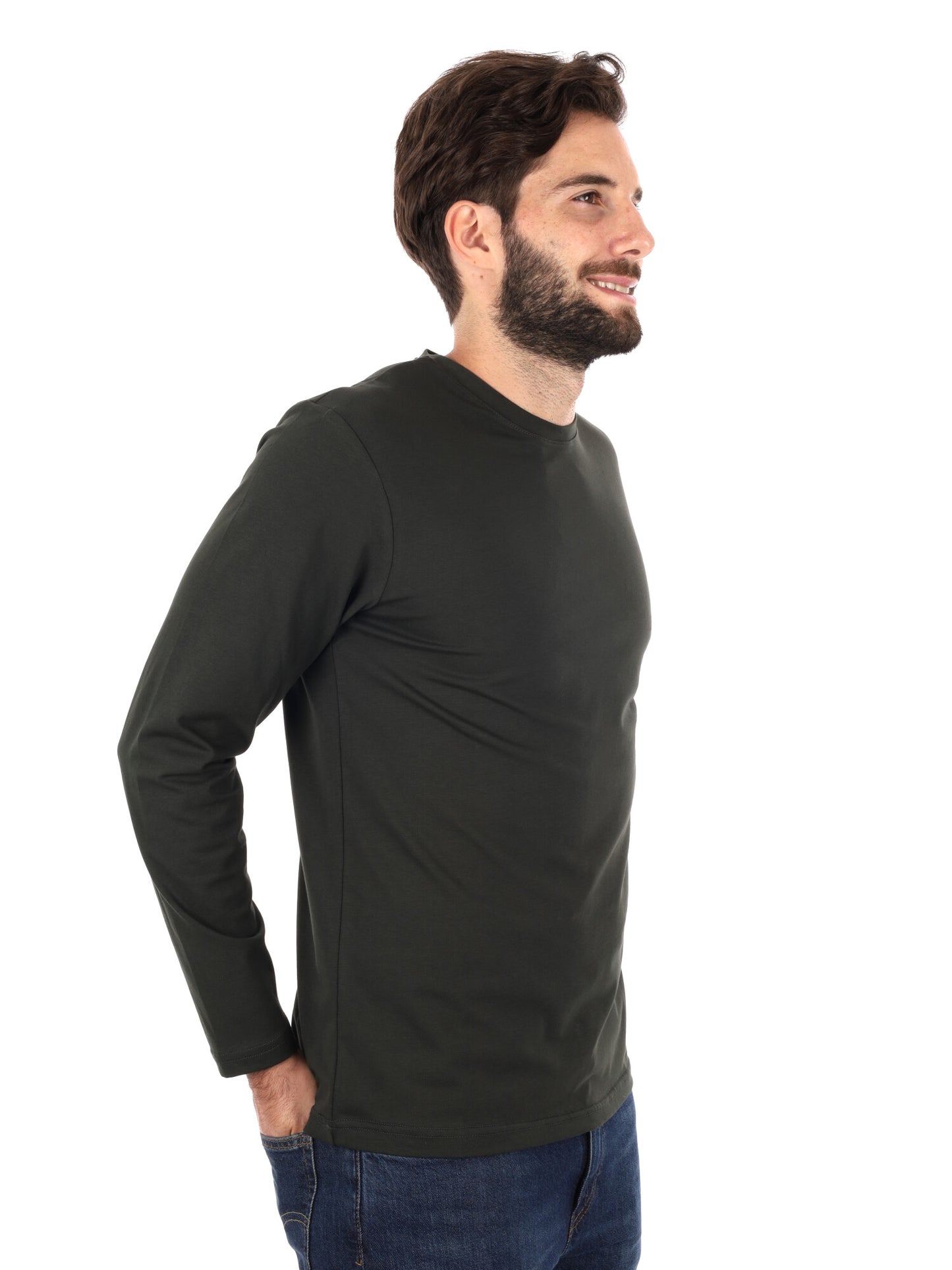 MAGLIA A MANICHE LUNGHE FB DA UOMO VERDE MILITARE