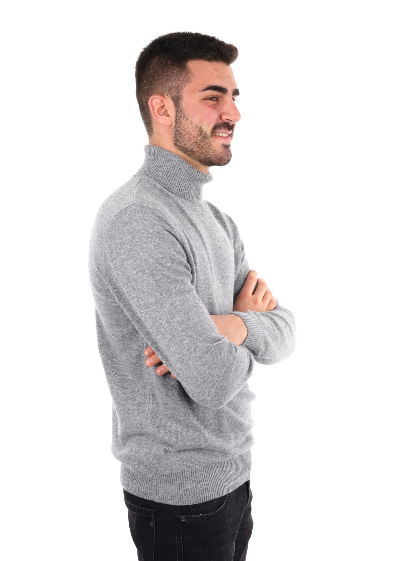 MAGLIA CON COLLO DOLCEVITA FB DA UOMO GRIGIO