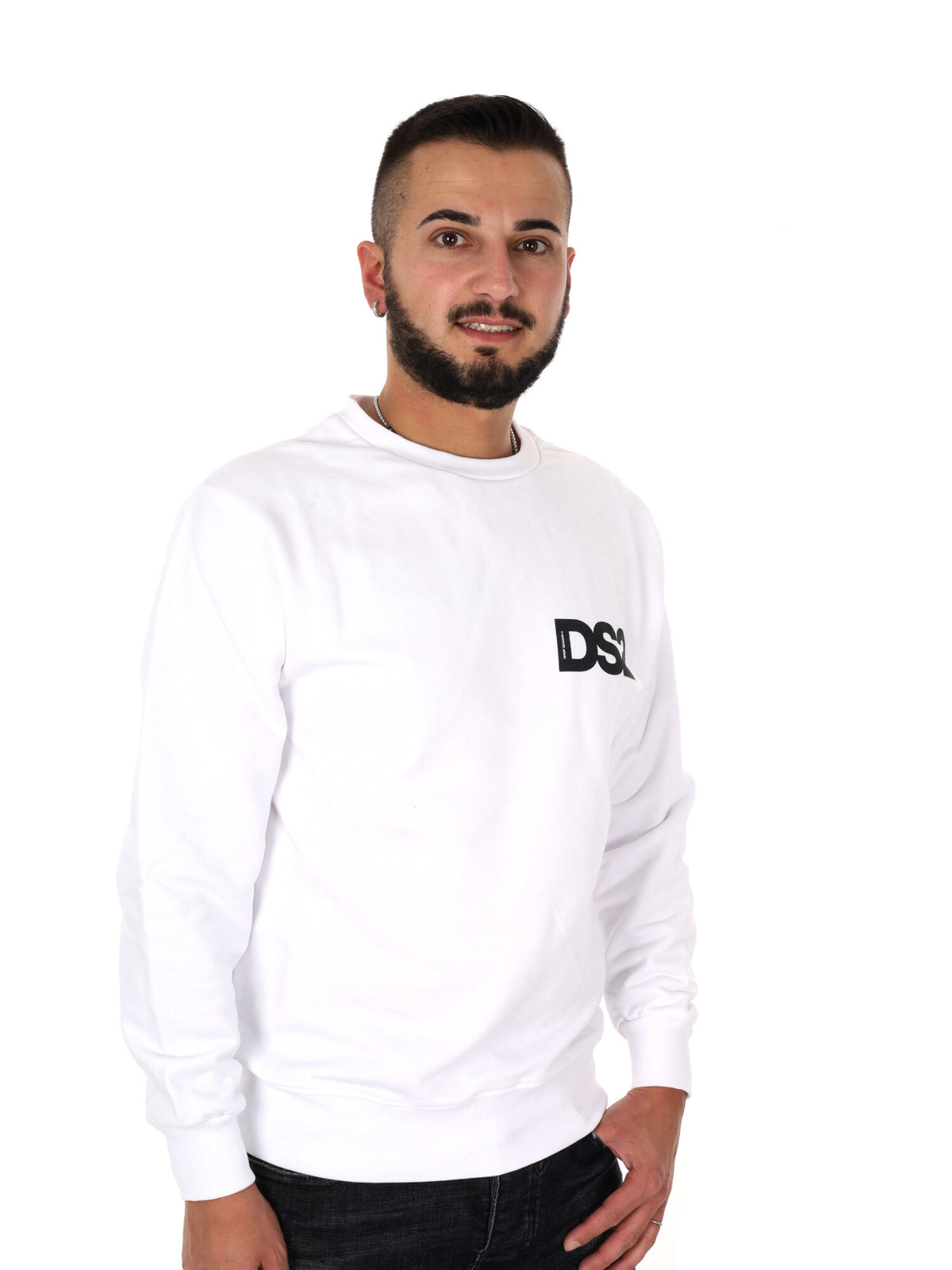 DS2 felpa girocollo da uomo bianco