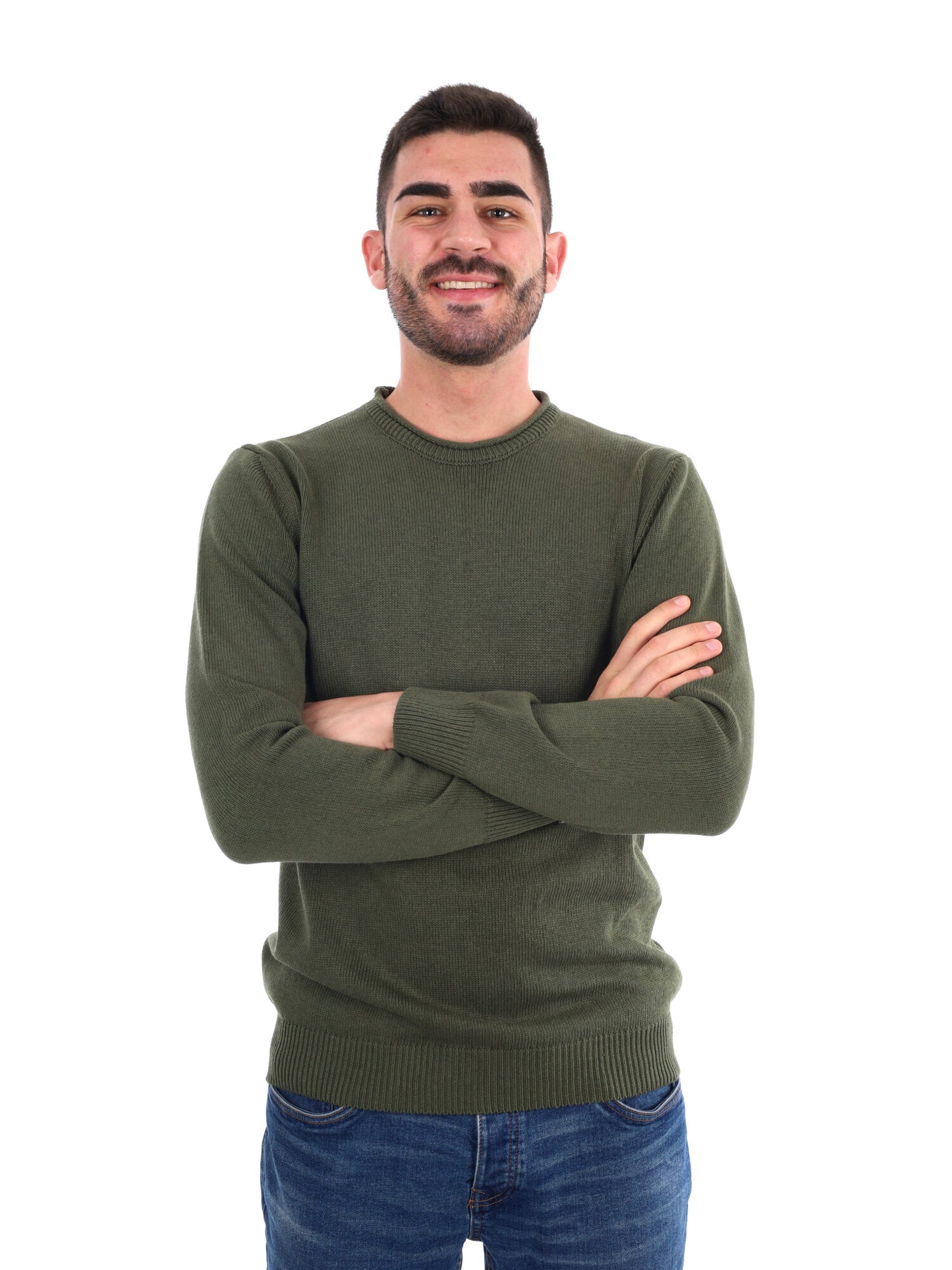 MAGLIA STONE GIROCOLLO FB DA UOMO VERDE MILITARE