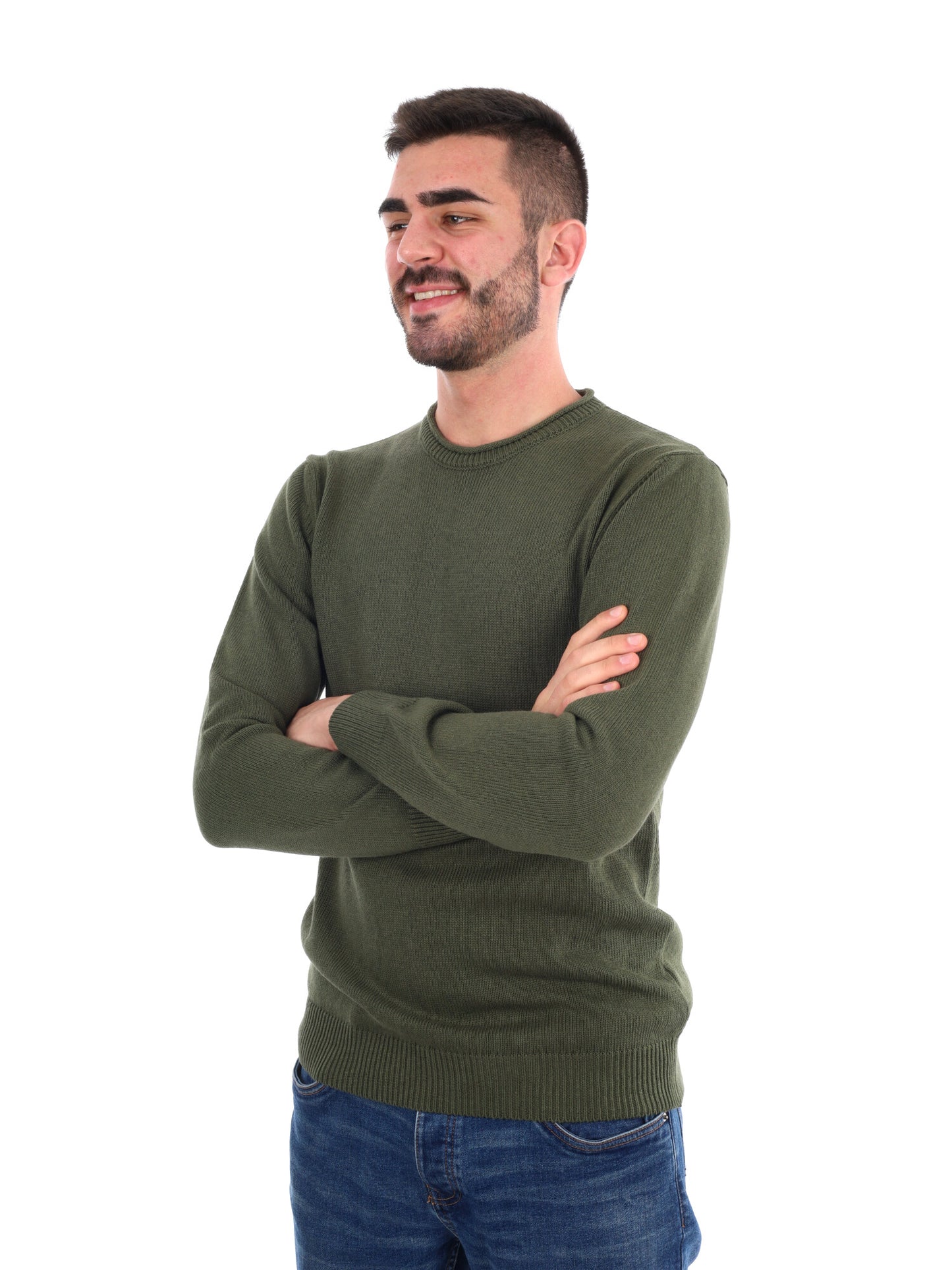 MAGLIA STONE GIROCOLLO FB DA UOMO VERDE MILITARE