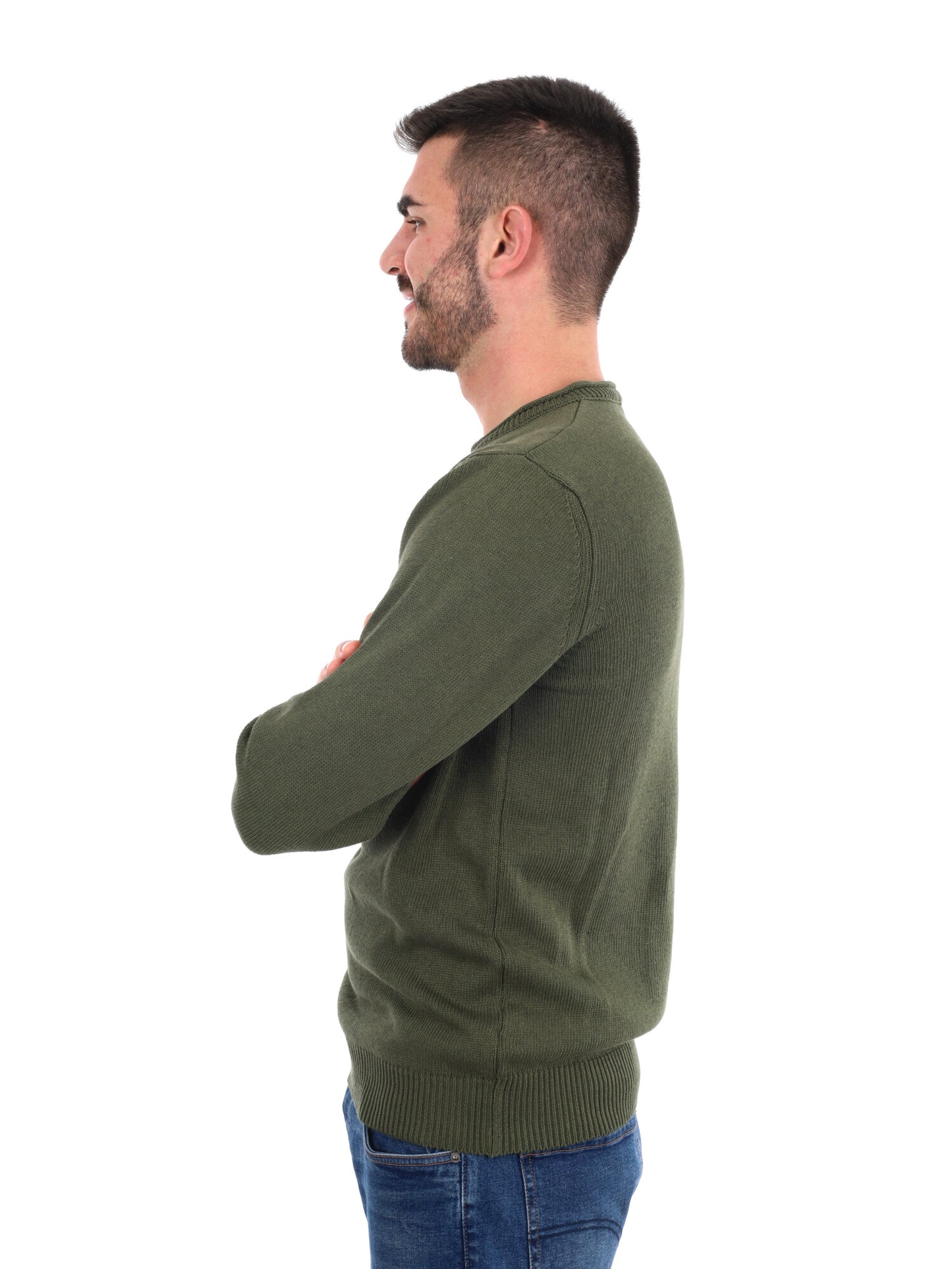 MAGLIA STONE GIROCOLLO FB DA UOMO VERDE MILITARE