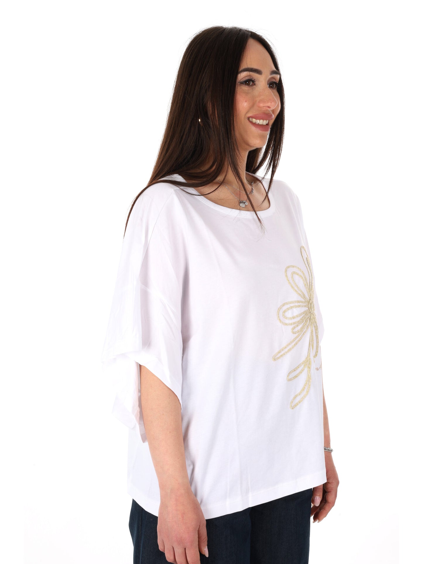 Yes-Zee t-shirt manica corta donna bianca per primavera-estate