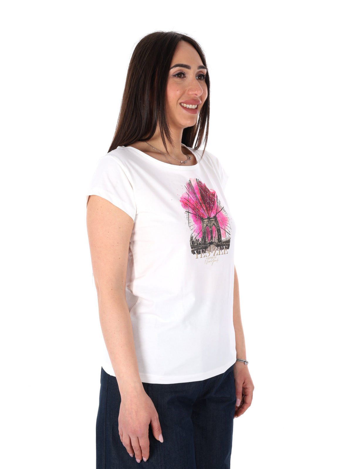 Yes zee t-shirt mm da donna gesso