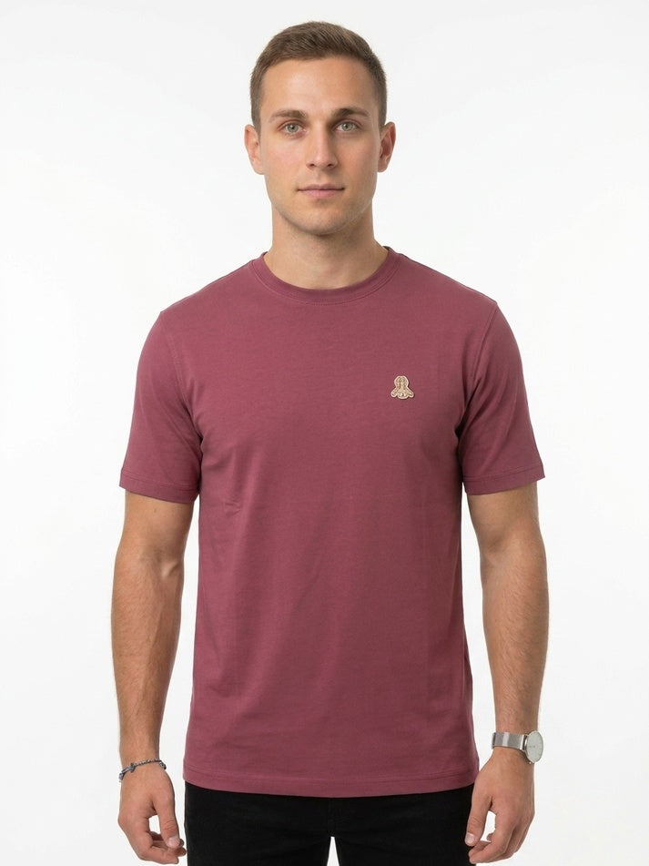 Refrigiwear Robin, t-shirt uomo bordeaux con logo patch