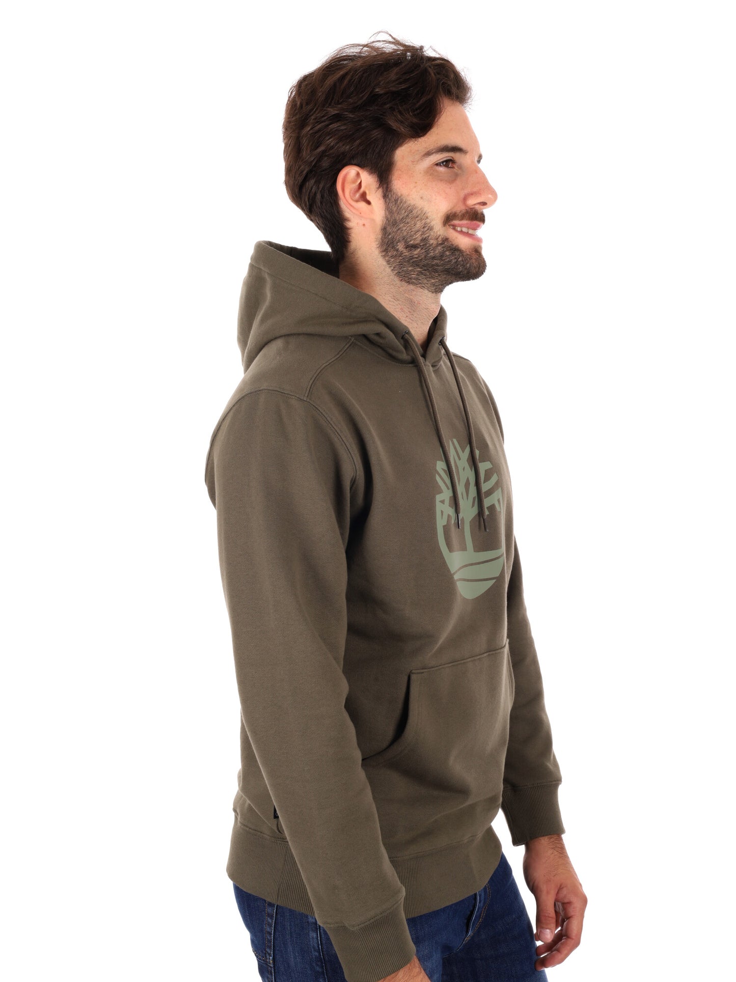 FELPA CON CAPPUCCIO E LOGO TIMBERLAND DA UOMO VERDE
