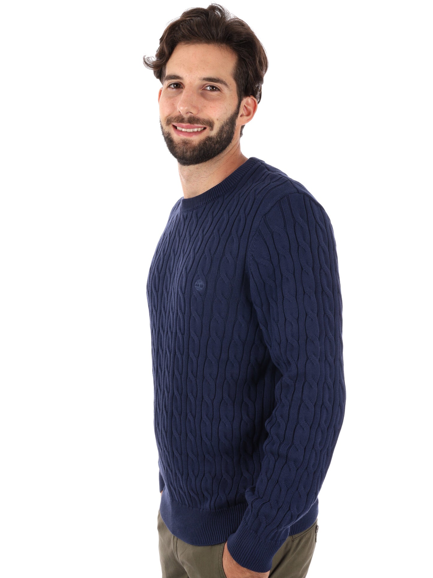 MAGLIA GIROCOLLO A TRECCE WILLIAMS RIVER TIMBERLAND DA UOMO BLU