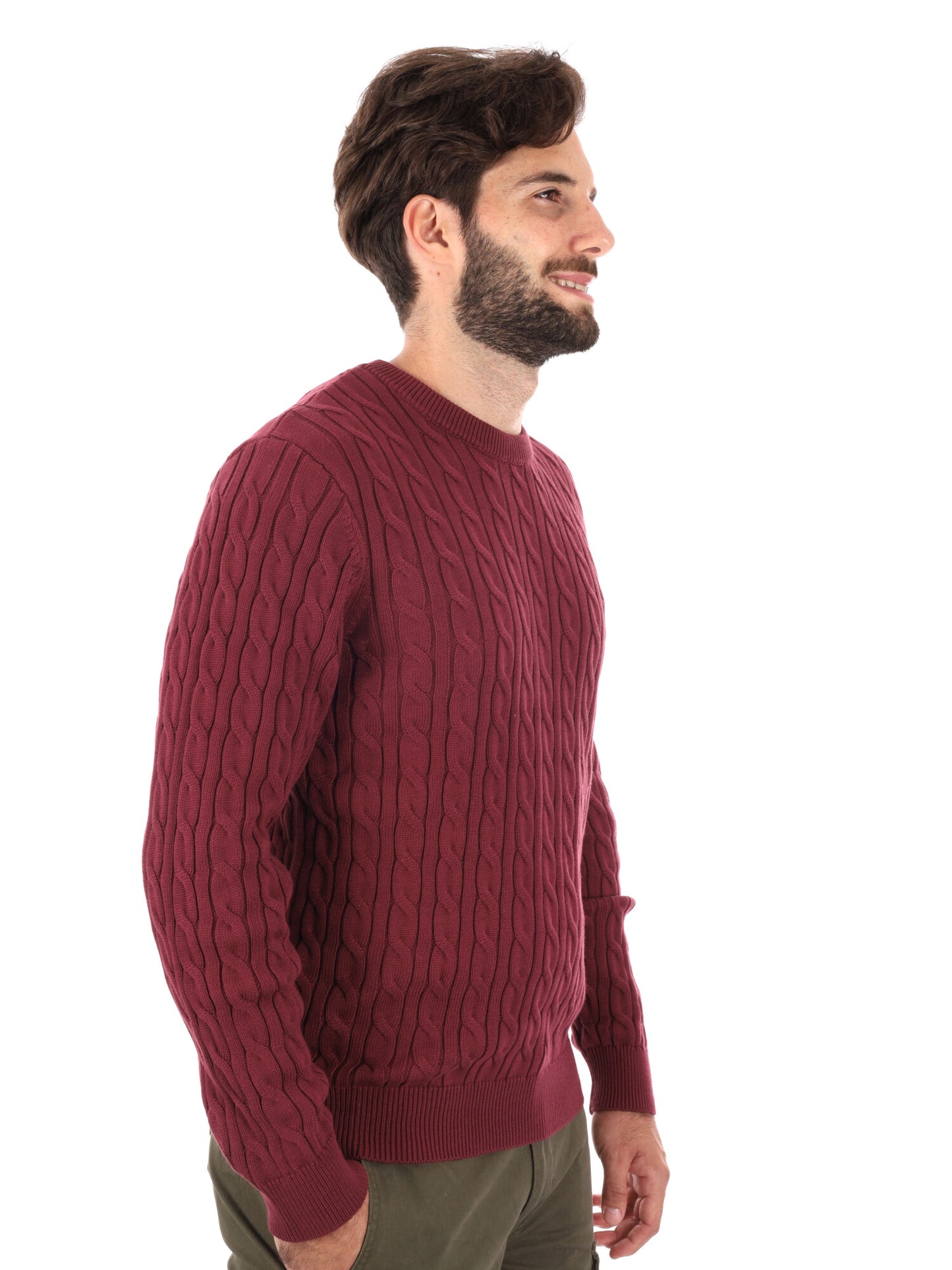 MAGLIA GIROCOLLO A TRECCE WILLIAMS RIVER TIMBERLAND DA UOMO BORDEAUX