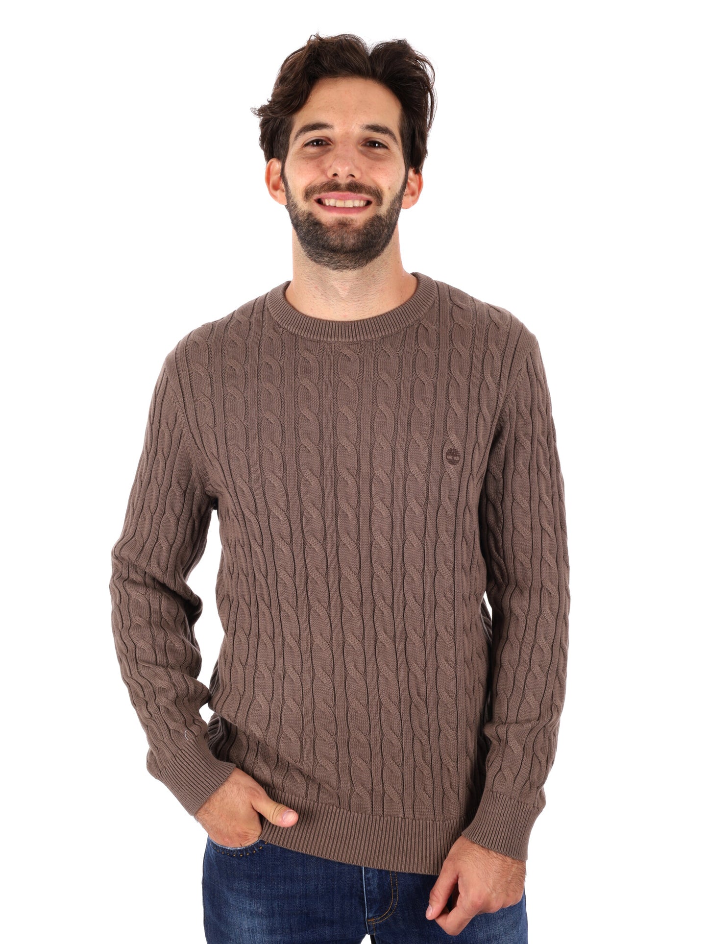 MAGLIA GIROCOLLO A TRECCE WILLIAMS RIVER TIMBERLAND DA UOMO FANGO