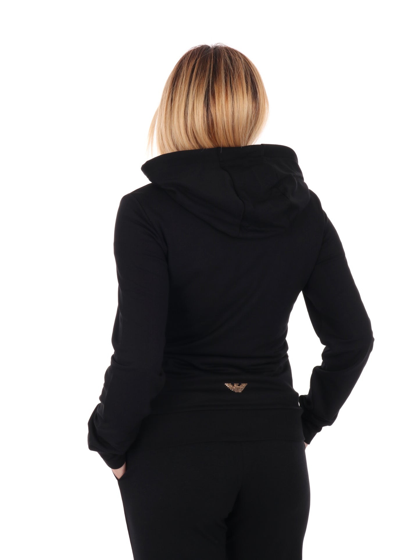 FELPA CON CAPPUCCIO  EVOLUTION  EA7 EMPORIO ARMANI DA DONNA NERO