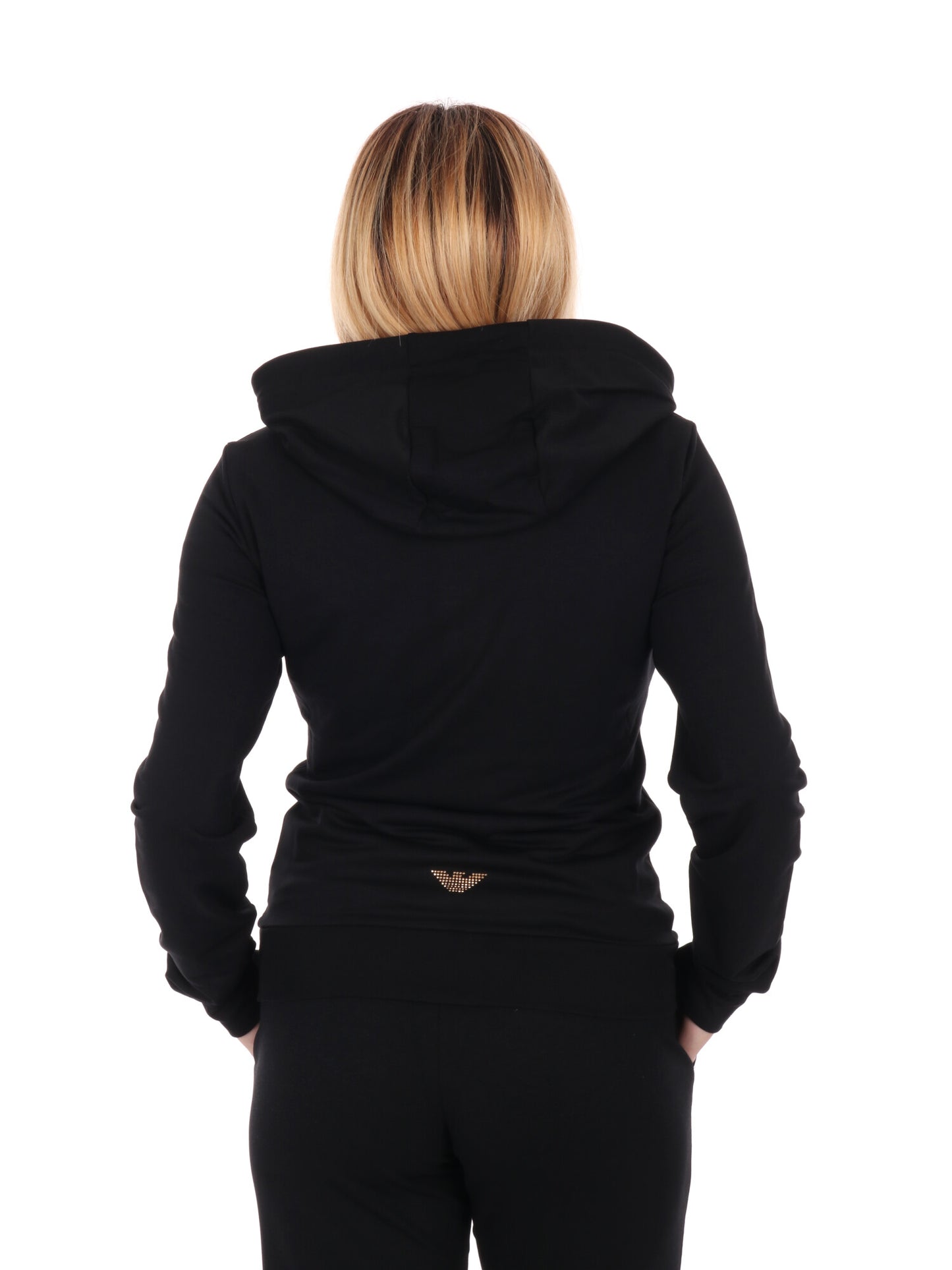 FELPA CON CAPPUCCIO  EVOLUTION  EA7 EMPORIO ARMANI DA DONNA NERO