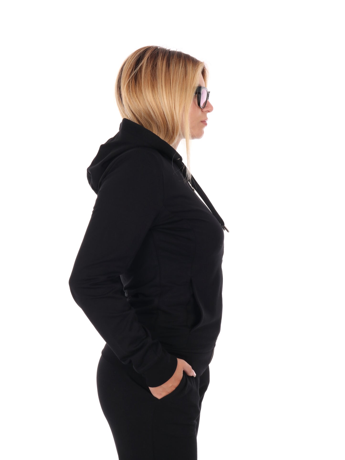 FELPA CON CAPPUCCIO  EVOLUTION  EA7 EMPORIO ARMANI DA DONNA NERO