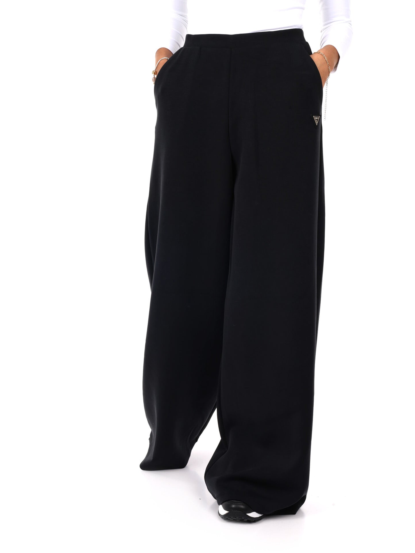PANTALONE OLYMPE WIDE LEG GUESS DA DONNA NERO