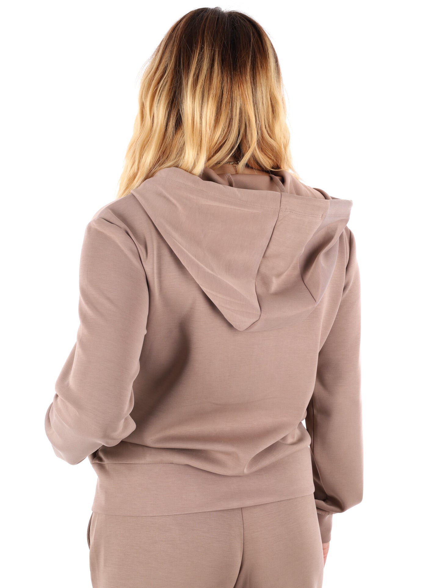 FELPA OLYMPE FULL ZIP E CAPPUCCIO GUESS DA DONNA TAUPE