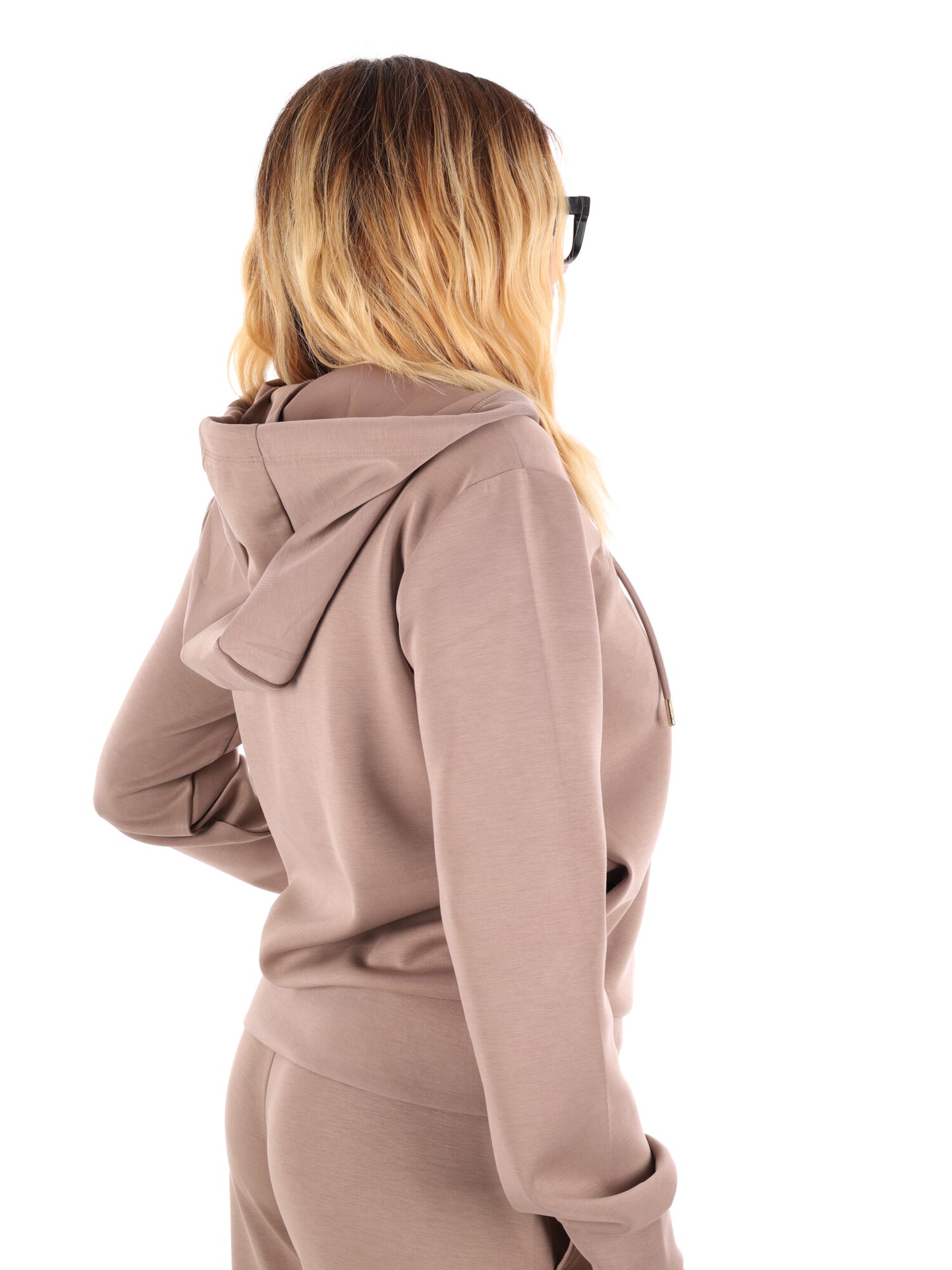FELPA OLYMPE FULL ZIP E CAPPUCCIO GUESS DA DONNA TAUPE