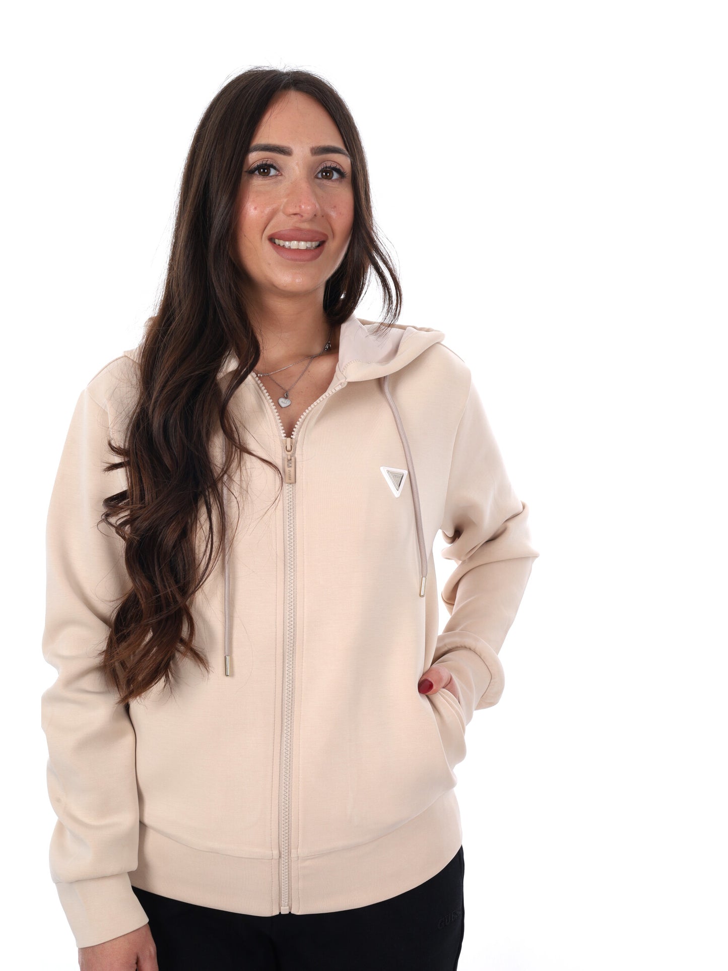 Guess Olympe fullzip, felpa con cappuccio donna beige