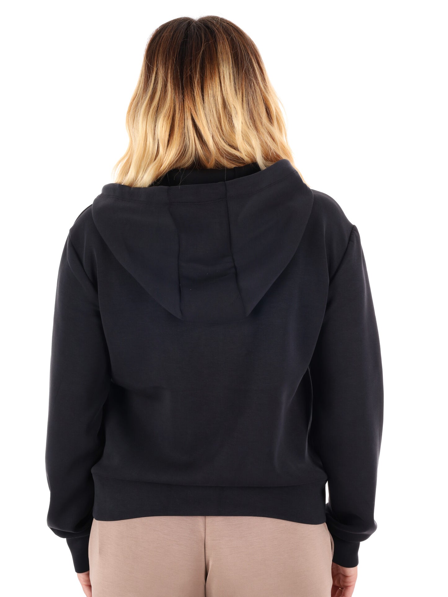 FELPA OLYMPE FULL ZIP E CAPPUCCIO GUESS DA DONNA NERO