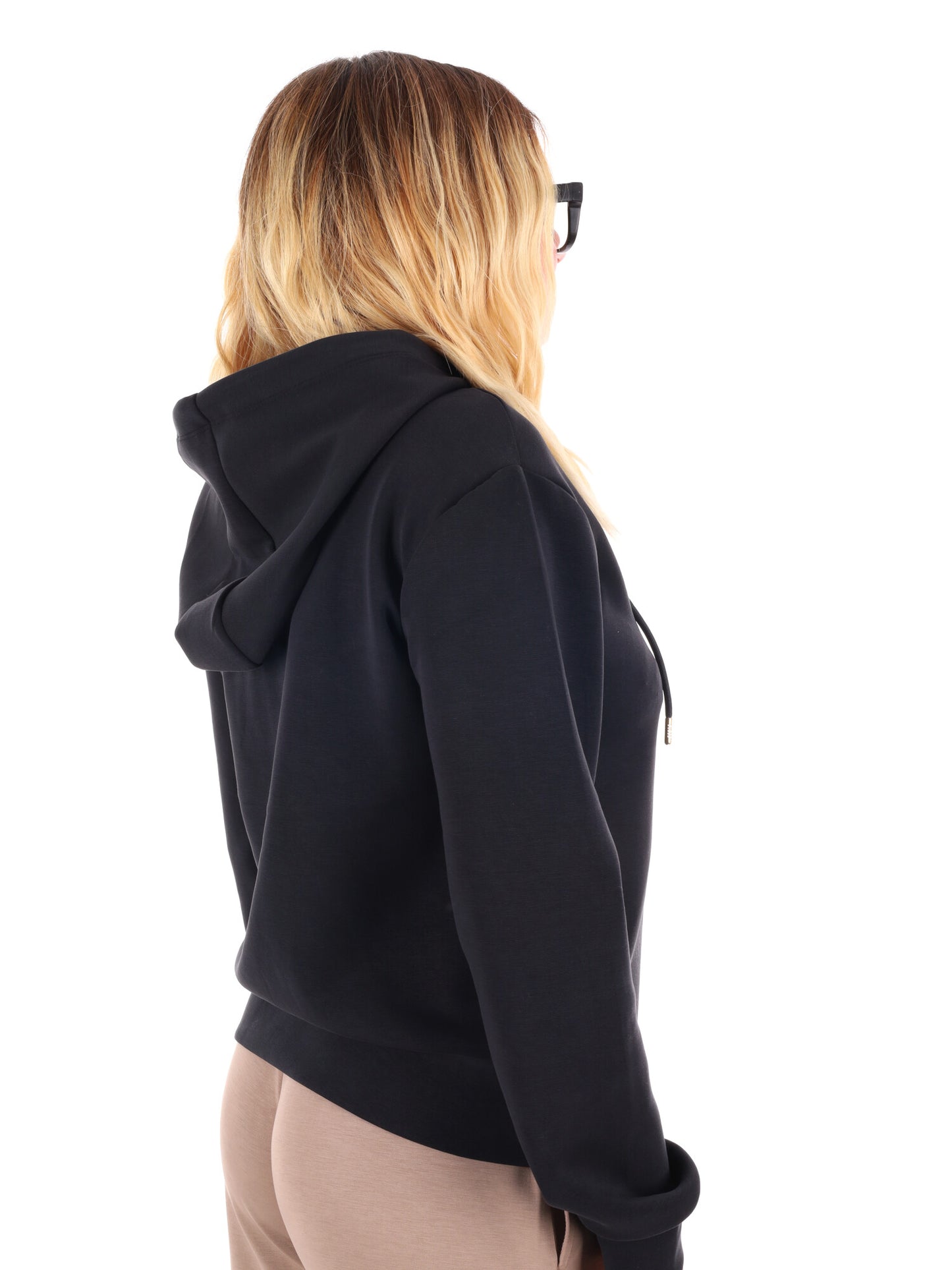FELPA OLYMPE FULL ZIP E CAPPUCCIO GUESS DA DONNA NERO