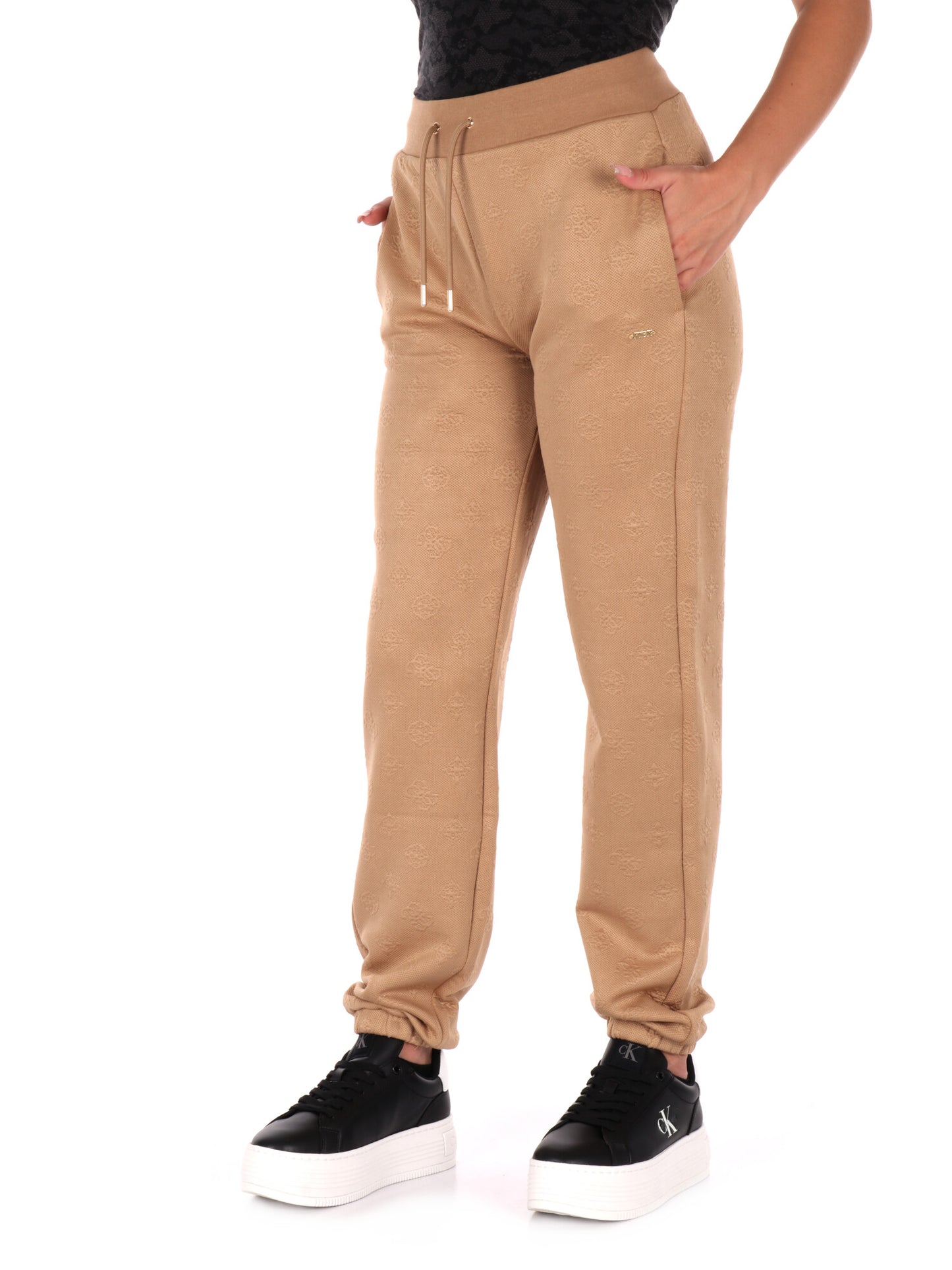 PANTALONE JOGGER PEONY CON STAMPA 3D GUESS DA DONNA SABBIA