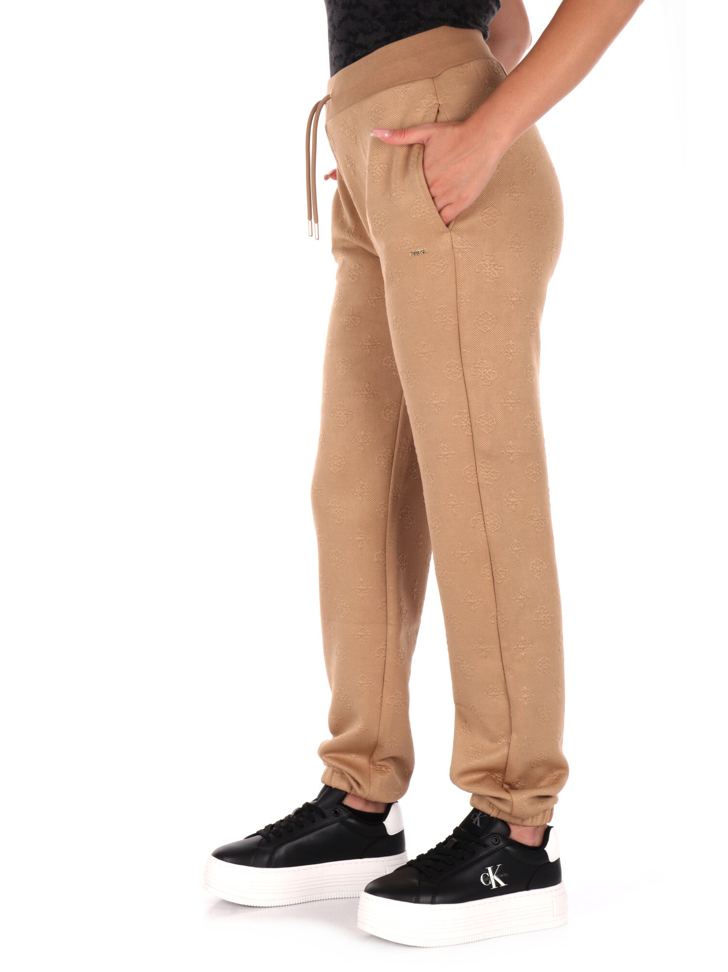 PANTALONE JOGGER PEONY CON STAMPA 3D GUESS DA DONNA SABBIA