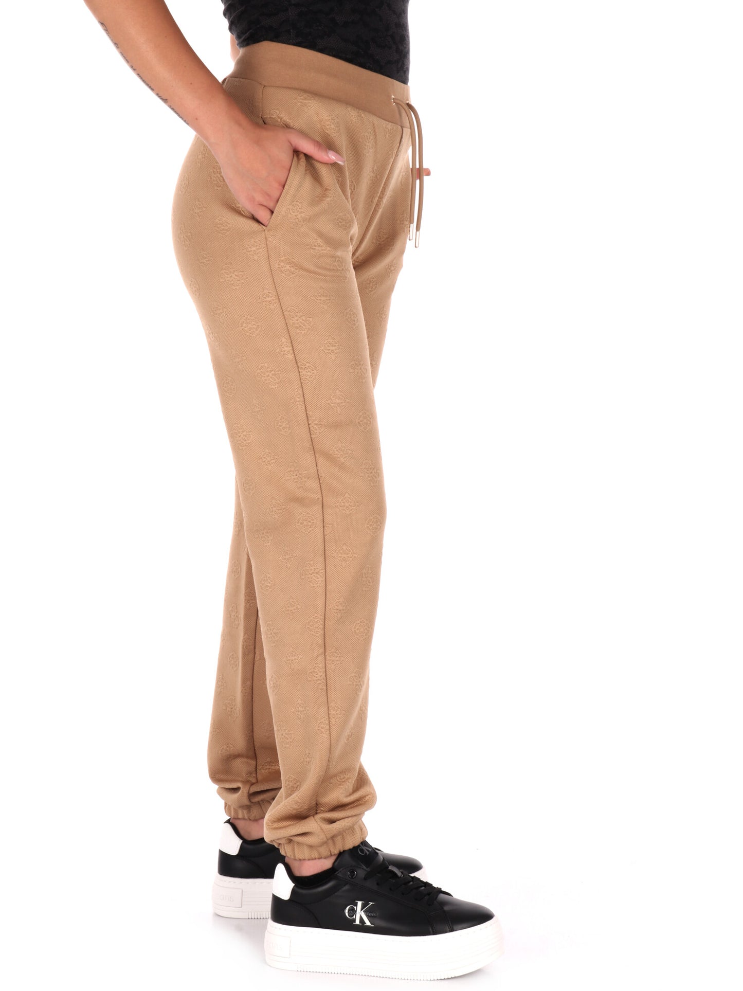 PANTALONE JOGGER PEONY CON STAMPA 3D GUESS DA DONNA SABBIA