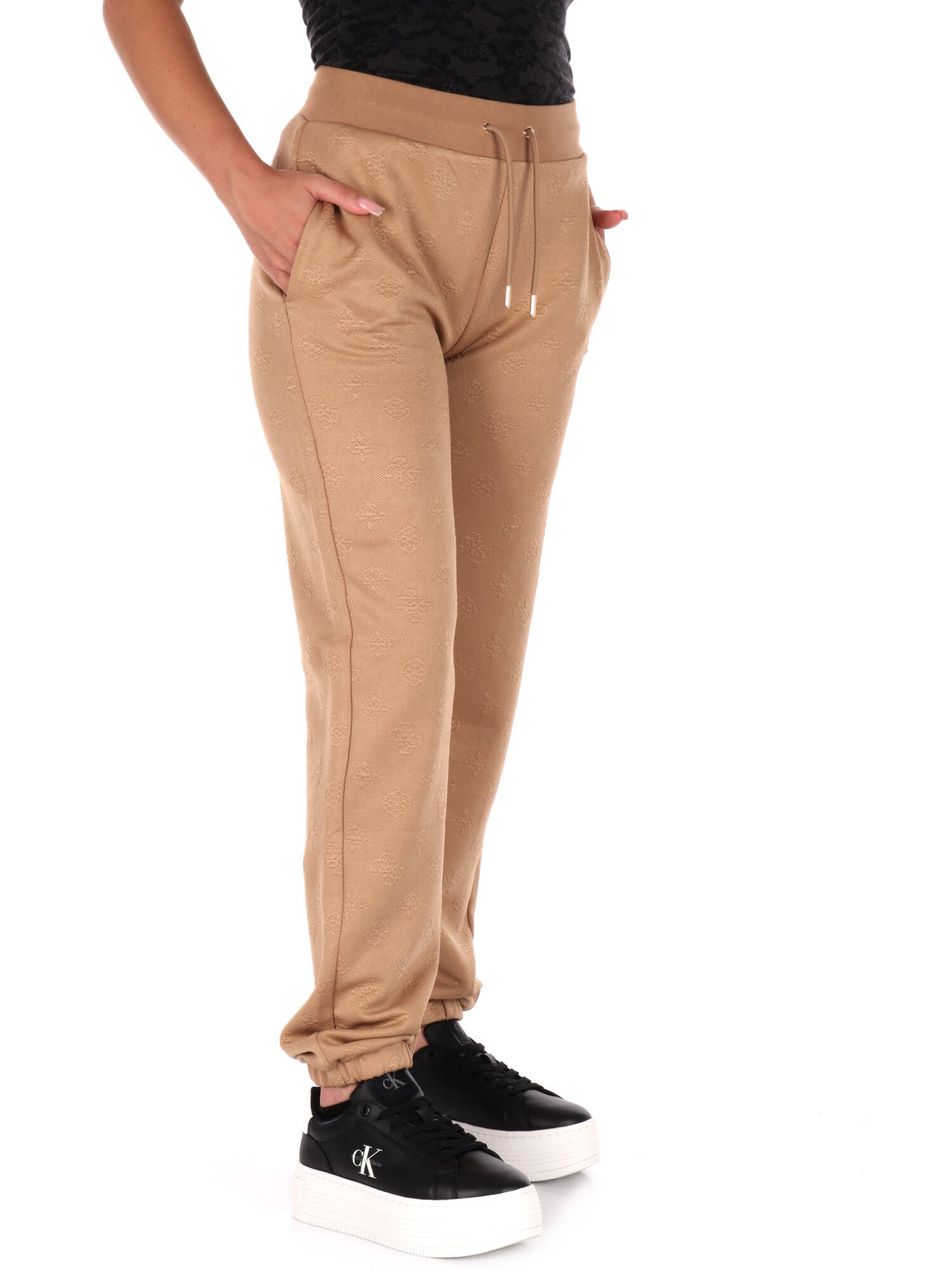 PANTALONE JOGGER PEONY CON STAMPA 3D GUESS DA DONNA SABBIA