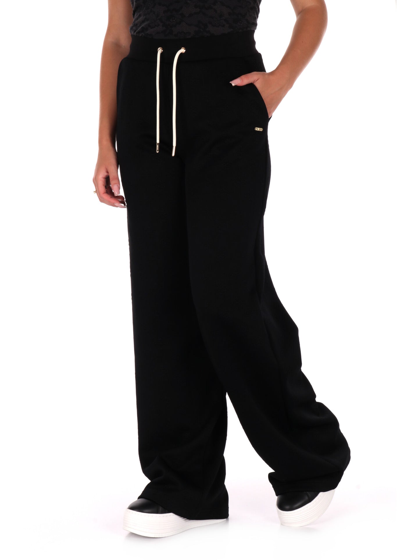 PANTALONE PEONY CON STAMPA 3D GUESS DA DONNA NERO