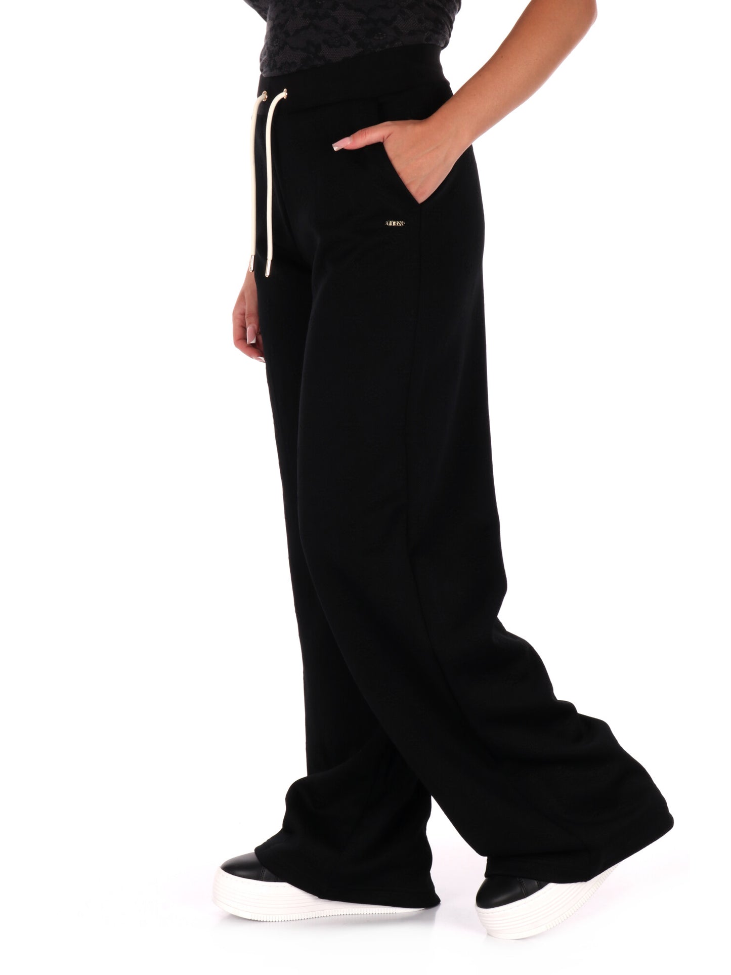 PANTALONE PEONY CON STAMPA 3D GUESS DA DONNA NERO