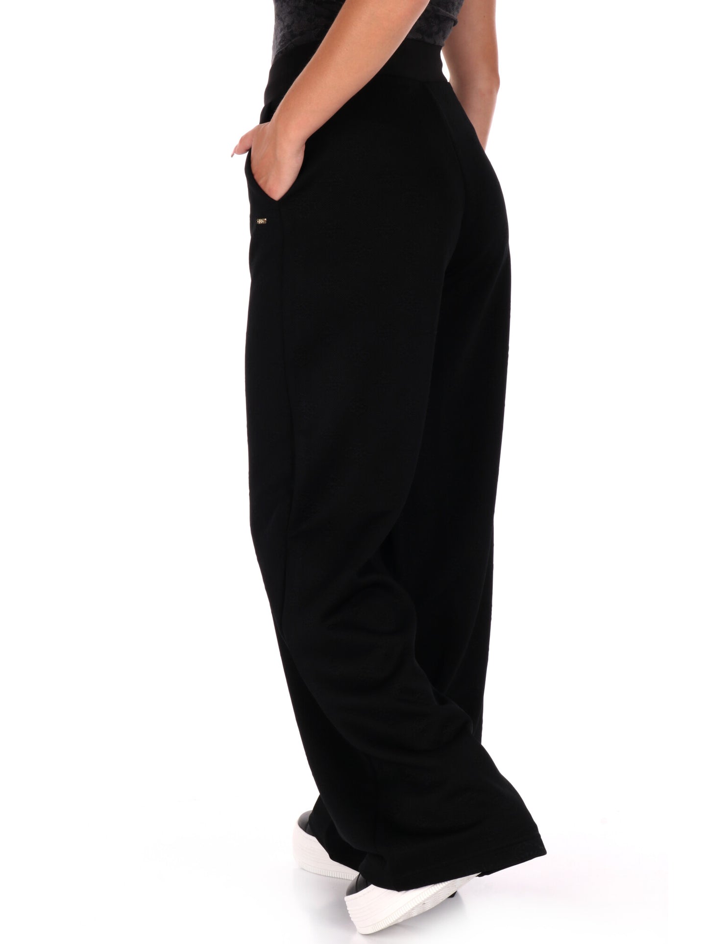 PANTALONE PEONY CON STAMPA 3D GUESS DA DONNA NERO