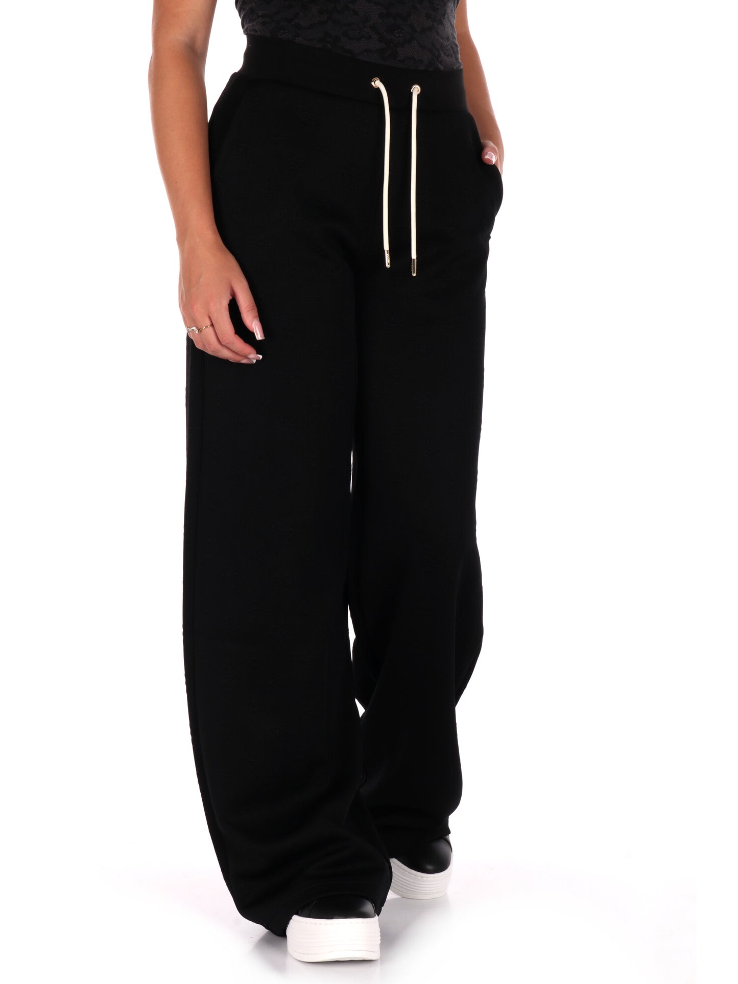 PANTALONE PEONY CON STAMPA 3D GUESS DA DONNA NERO