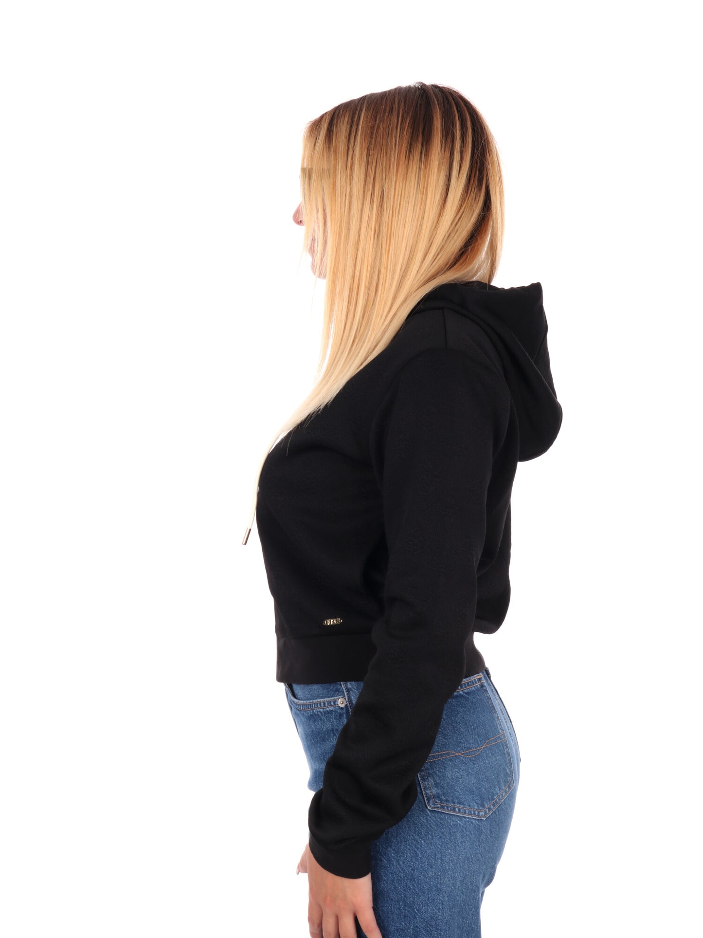 FELPA PEONY CON FULL ZIP GUESS DA DONNA NERO