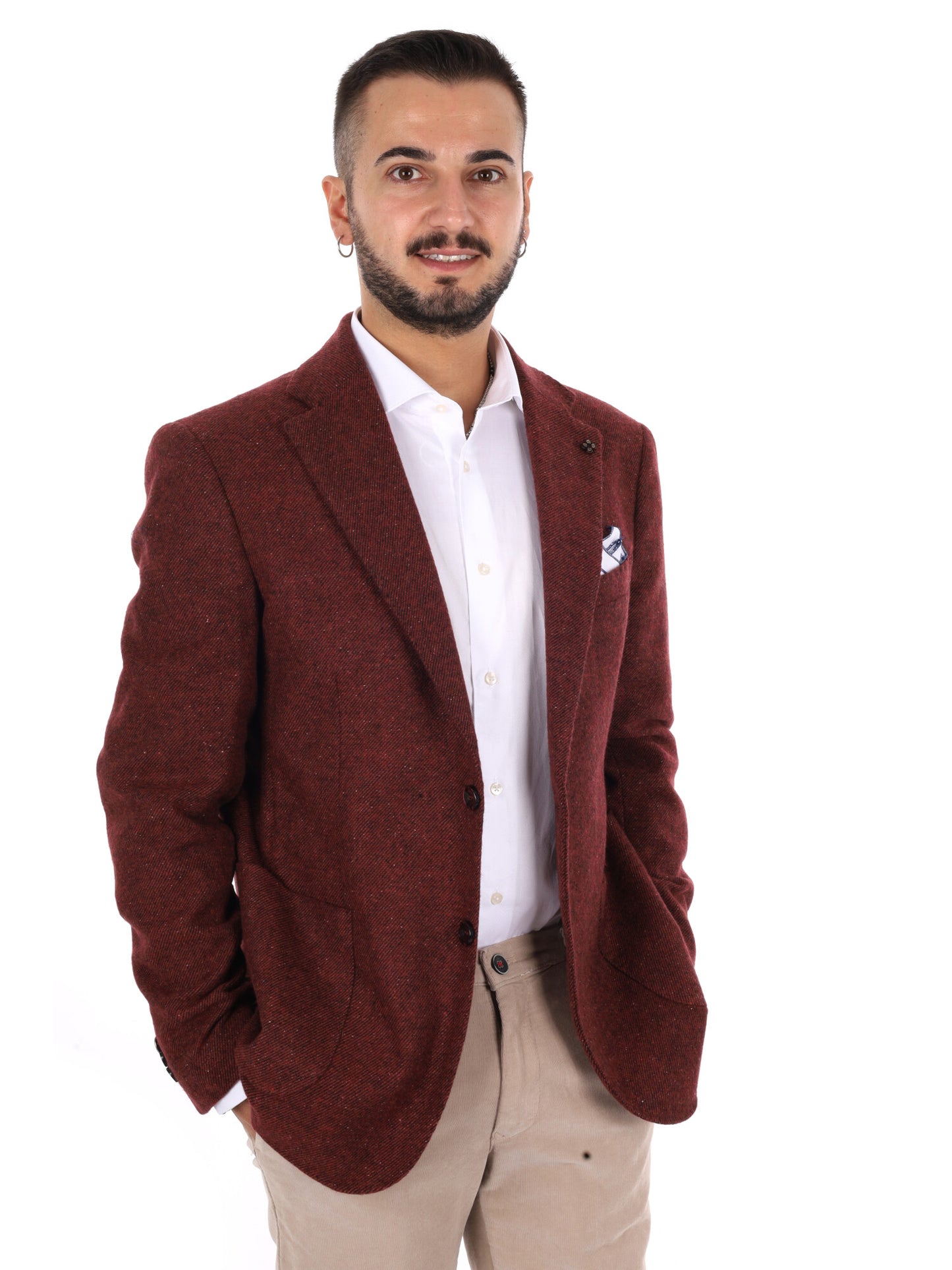 Fb Giacca Bottonata, giacca da uomo bordeaux