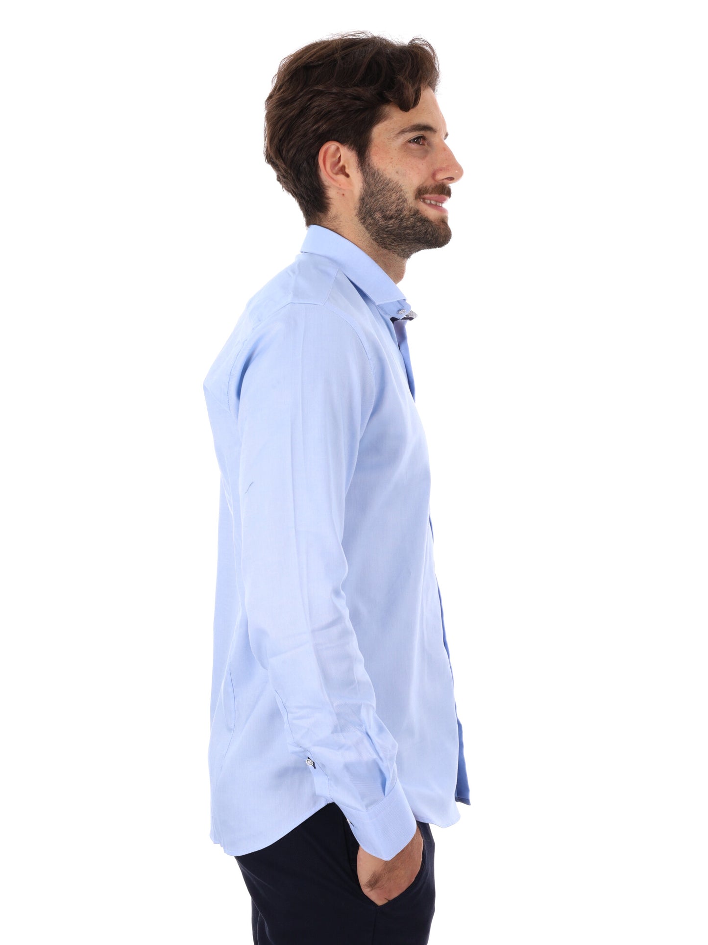 CAMICIA DOPPIO RITORTO FB DA UOMO CELESTE