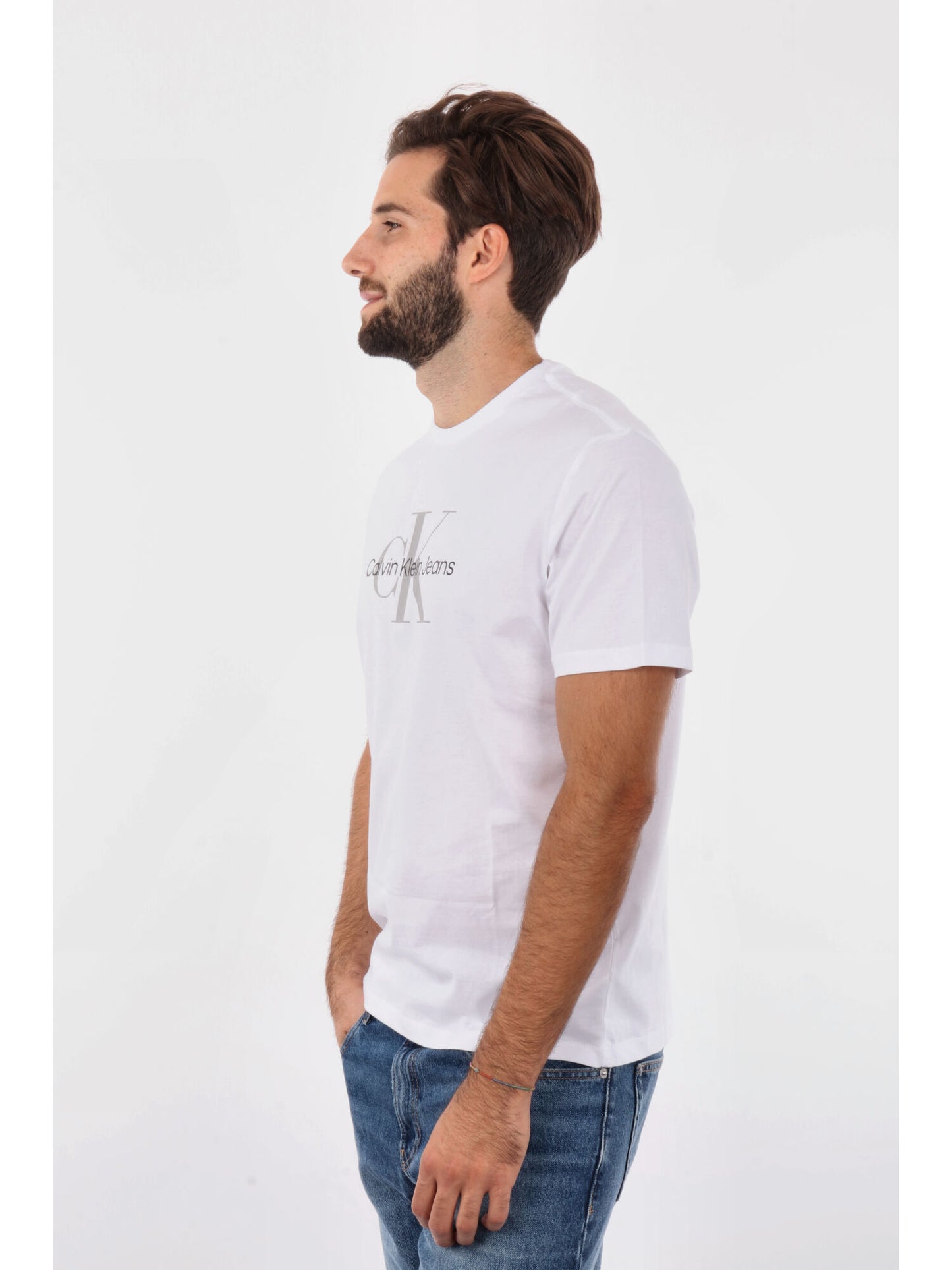 T-SHIRT MONOGRAMMA HERO CALVIN KLEIN JEANS DA UOMO BIANCO
