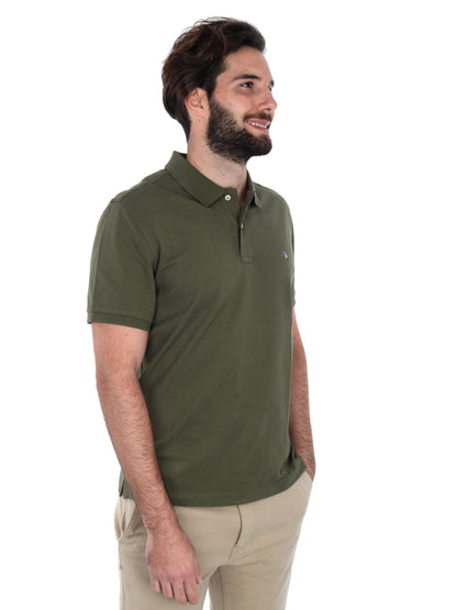 POLO IN PIQUE GANT UOMO VERDE MILITARE